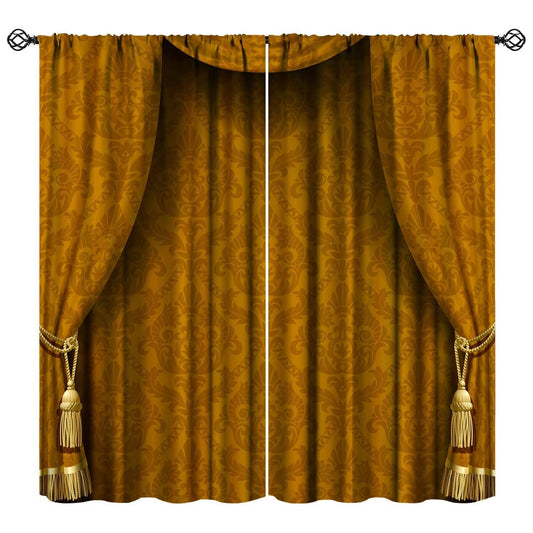 Nitmbi Victorian Curtains，Grand Opening Showroom Cinema Theater Background Print Retro Pattern Drapes Window 2 Panel Rod Pocket Curtain for Bedroom Living Room Decor 20.5" W X 45" L No Blackout
