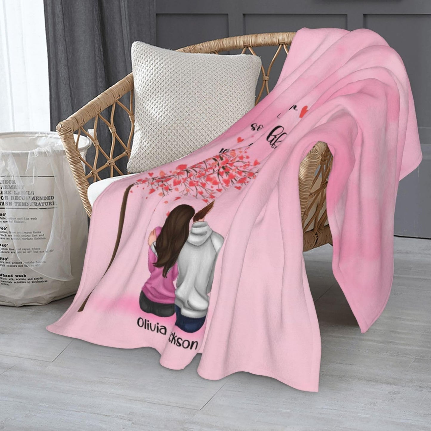 BHSHOH Personalized Couple Blanket for Girlfriend Boyfriend Pink Love Custom Anniversary Blanket Gifts for Husband Wife Wedding Valentine’s Day Gifts Man Woman Throw (13)