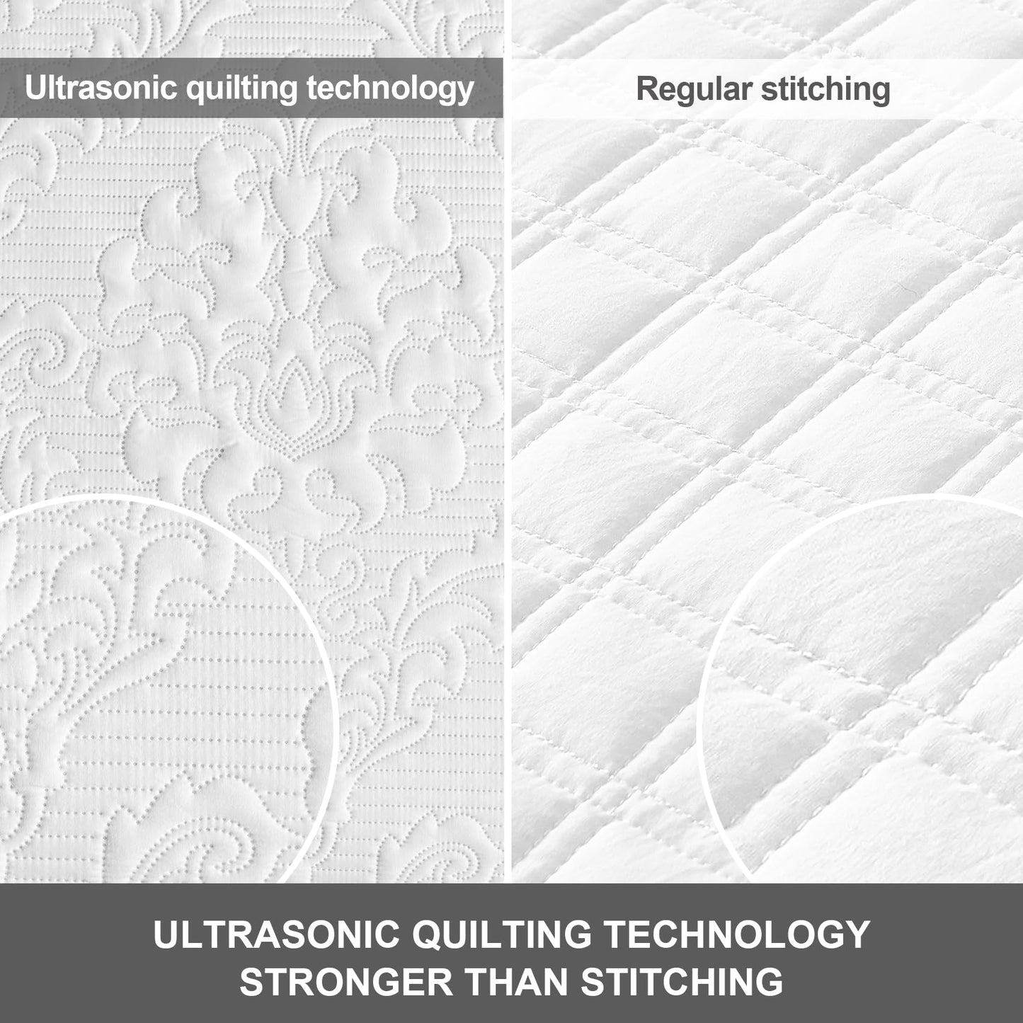 Hansleep White Quilt Queen Size - Ultrasonic Summer Bedspread Queen, Soft Lightweight Coverlet Bedding Set, 3 Pieces (1 Quilt, 2 Pillow Shams)