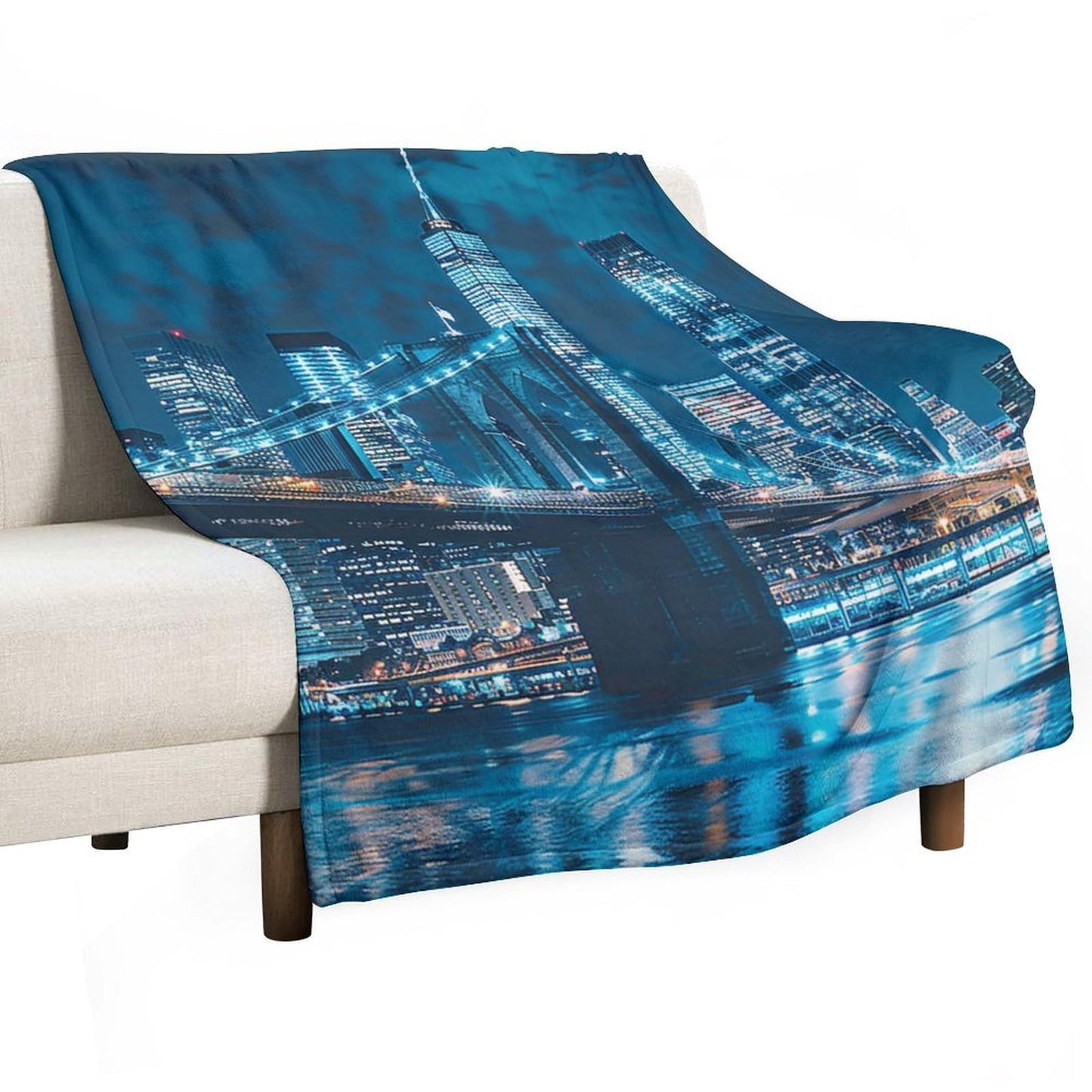 TOWINSFB Neon Light Skyscraper Flannel Throw Blanket, Soft Lightweight Cozy Warm Fantasy Bridge Cityscape Blanket for Couch Bed Travel- 30"x40"