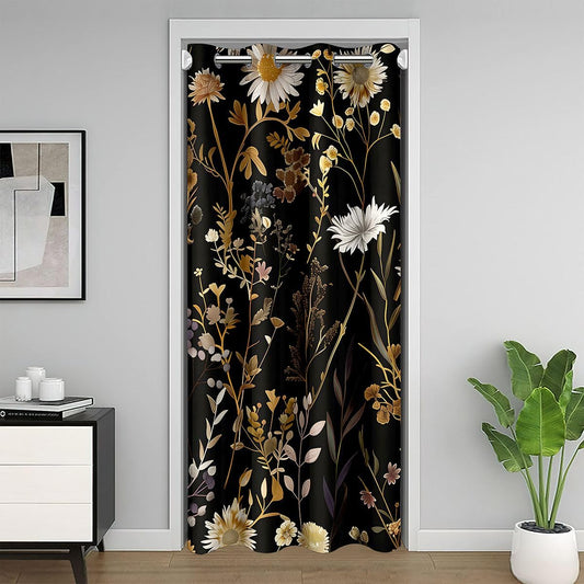 Feelyou Flower Door Curtain for Doorway Privacy Retro Hippie Flower Closet Cover for Bedroom Living Room 60S 70S Groovy Room Divider Curtain 42" x 84" Darkening Blackout Home Decor