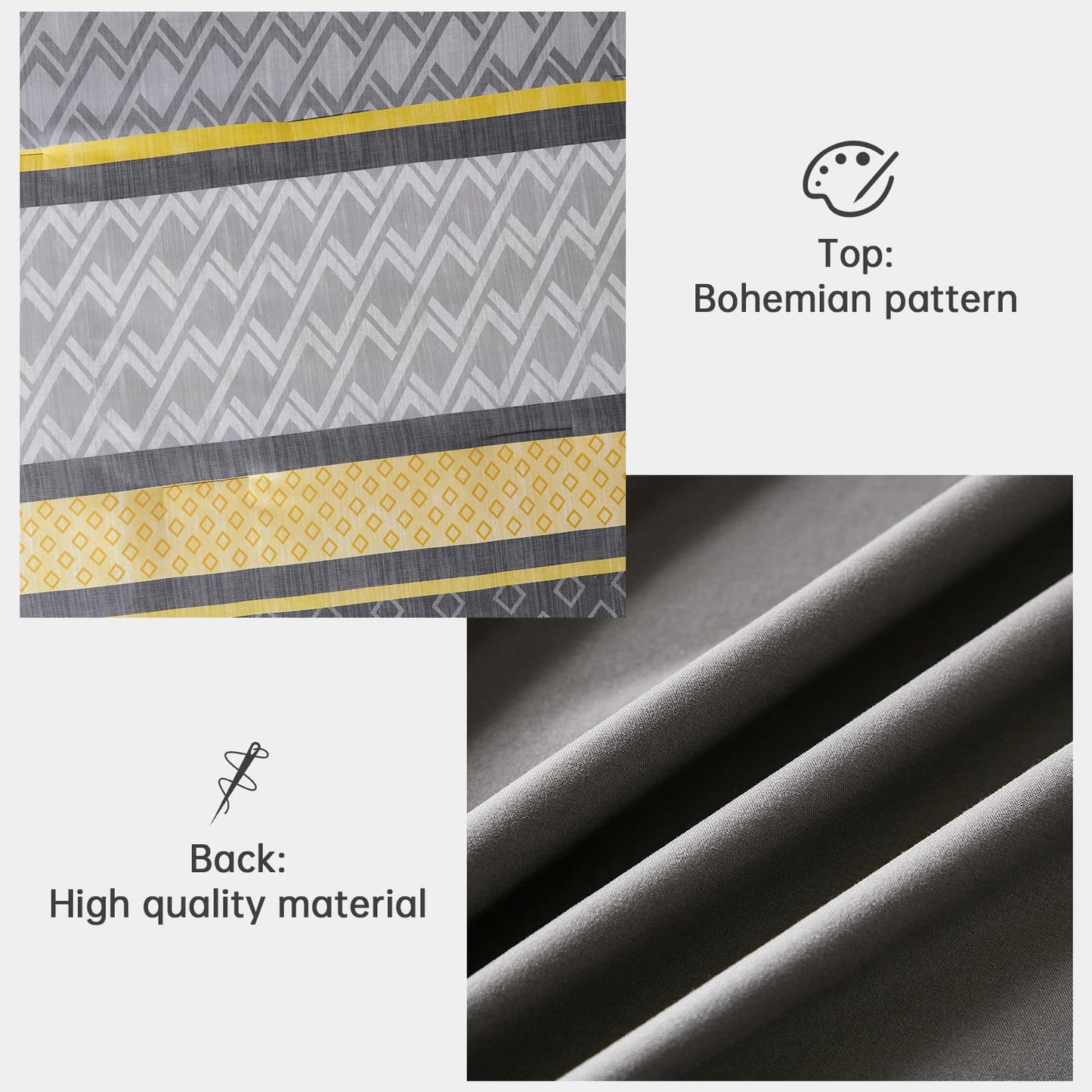 Cottolester Queen Comforter Set 7 Pieces,Yellow and Grey Boho Striped Bed in a Bag,Soft Microfiber Complete Bedding Sets