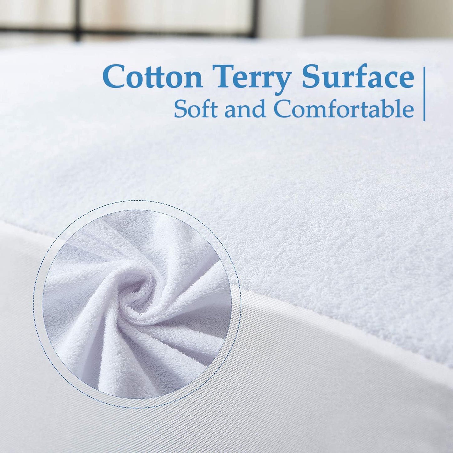 Comfort Beddings 100% Organic Cotton Mattress Protector Short Alaskan King Mattress Cover 250GSM, Waterproof, Noiseless Fitted Bed Cover Protector with 15" Deep Pocket