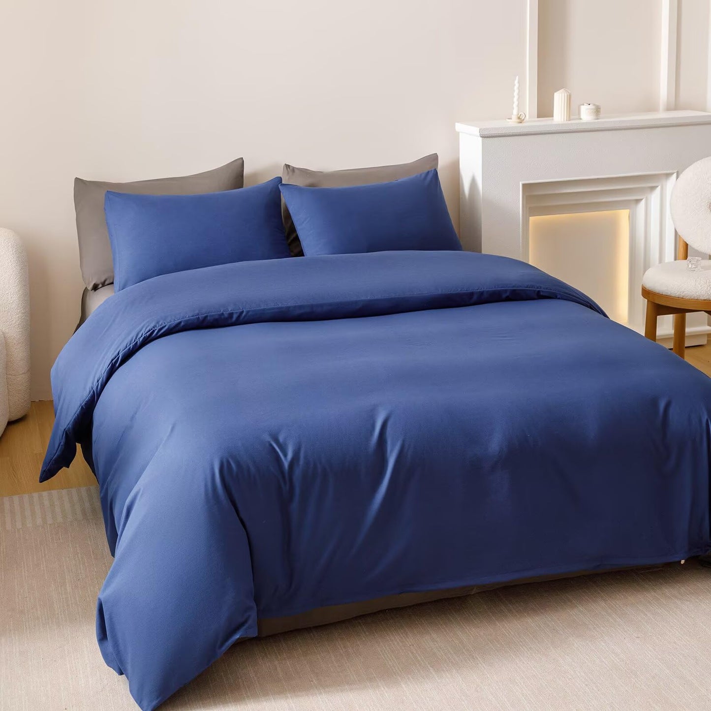 CLOTHKNOW Blue Queen Comforter Set Royal Blue Bedding Comforter Sets Soft Comforter for Men Women with 2 x Pillow Cases