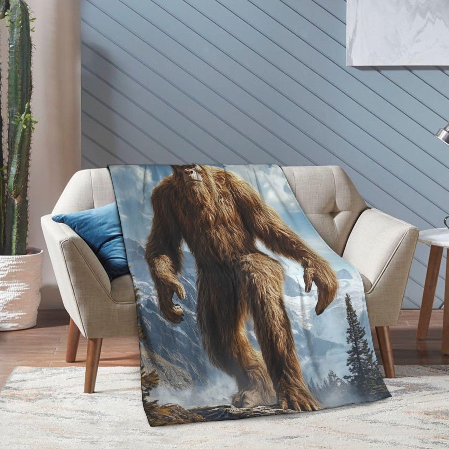 Cute Bigfoot Blanket, Bigfoot Gifts for Women Adults, Lightweight Soft Forest Bigfoot Theme Throw Blankets for Bed Sofa Living Room Travel Decor 50"x60"