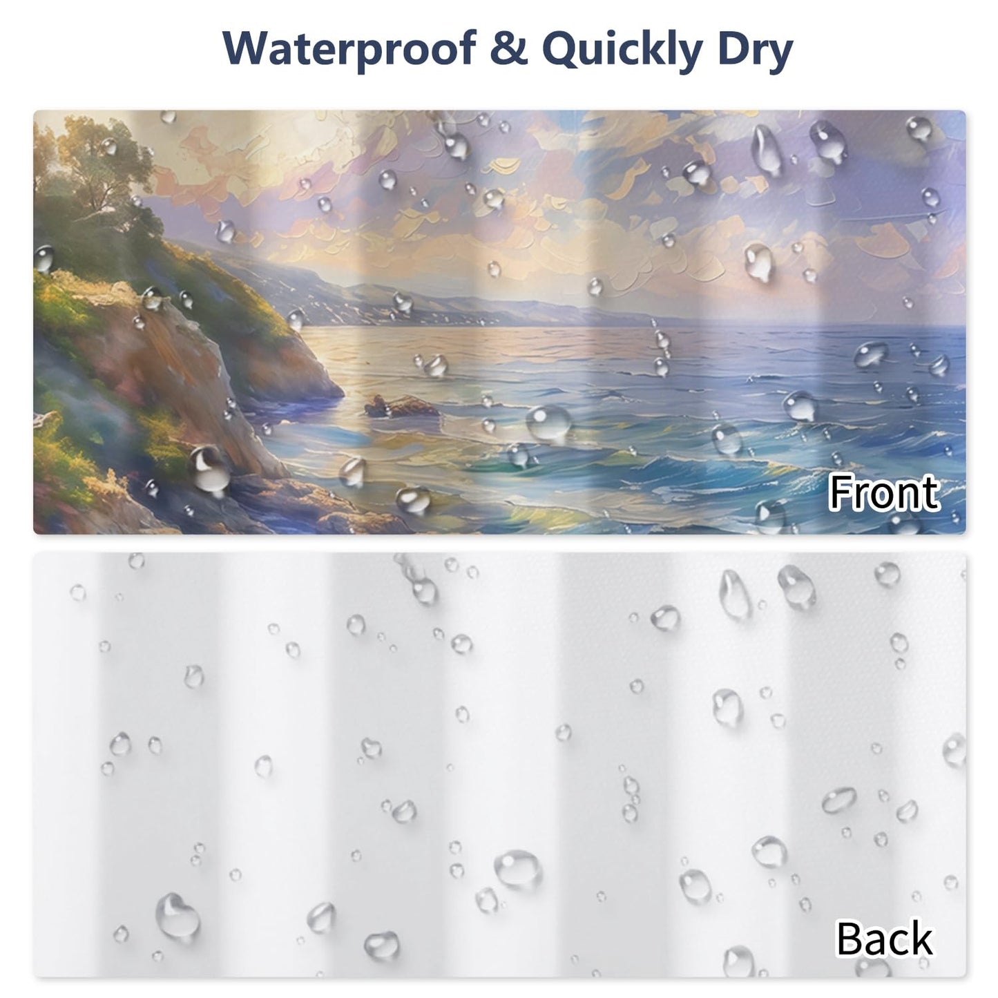 Xiazhilaio Coastal Landscape Shower Curtain with Hooks 71″ x 74″ – Ocean & Sky Scenic Art Print Waterproof Fabric Bath Tub Curtain for Beach House & Spa Style Barthroom Decor