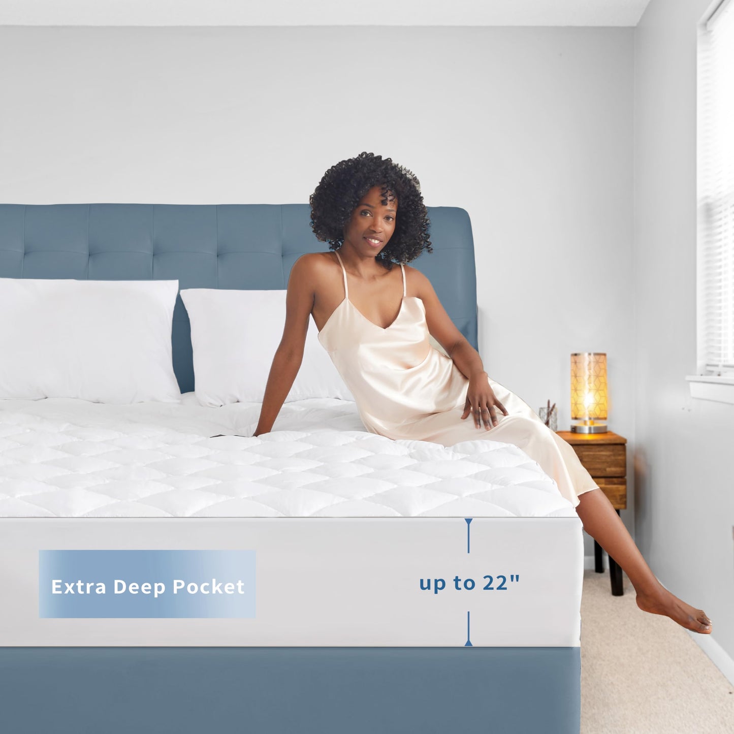 Sunflower Full Mattress Pad Cover, Cotton Mattress Cover Hypoallergenic, Extra Deep Pocket 18"-22" Quilted Mattress Protector Full Size Thin Version, Soft Breathable and Noiseless