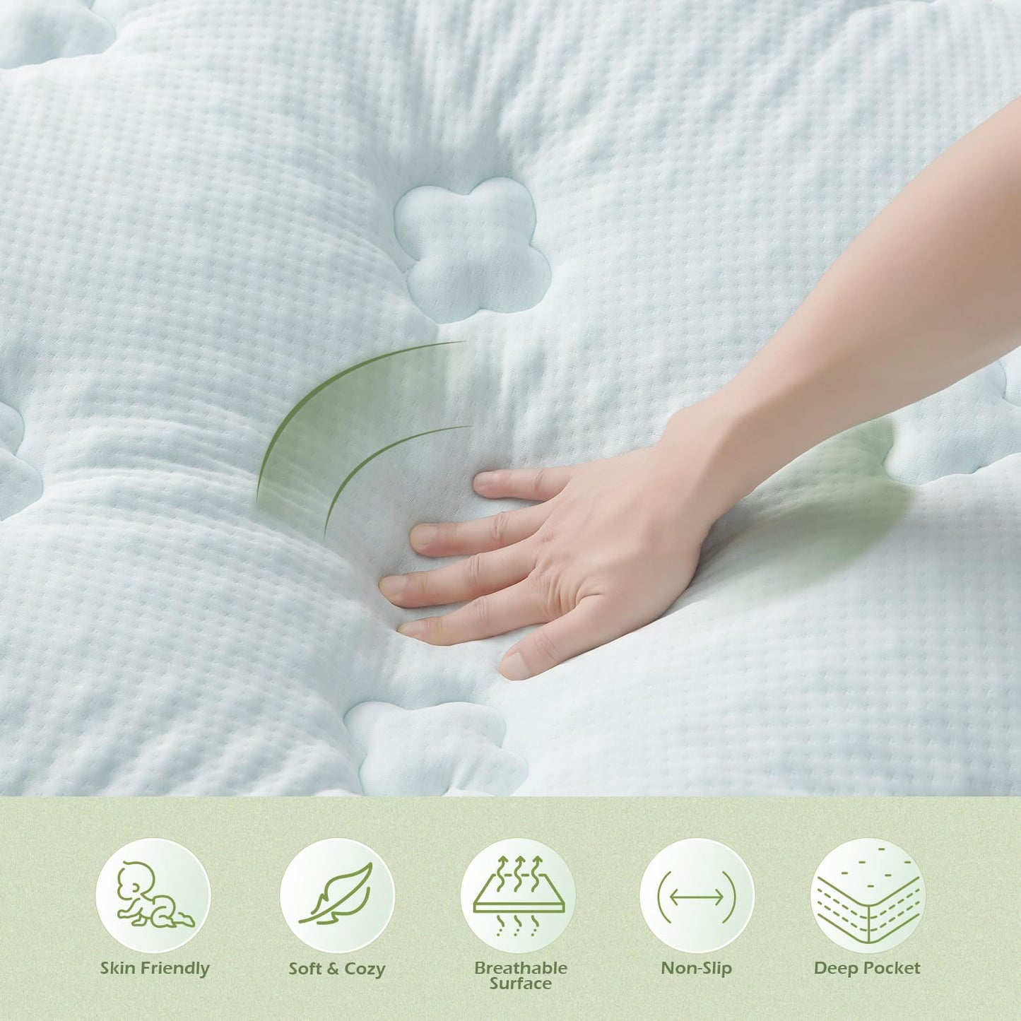 Hansleep Memory Foam Mattress Pad Topper Queen, Queen Foam Mattress Topper Viscose Derived from Bamboo, Queen Size Bed Mattress Pad Cover for Back Pain Relief, 60" x80", White