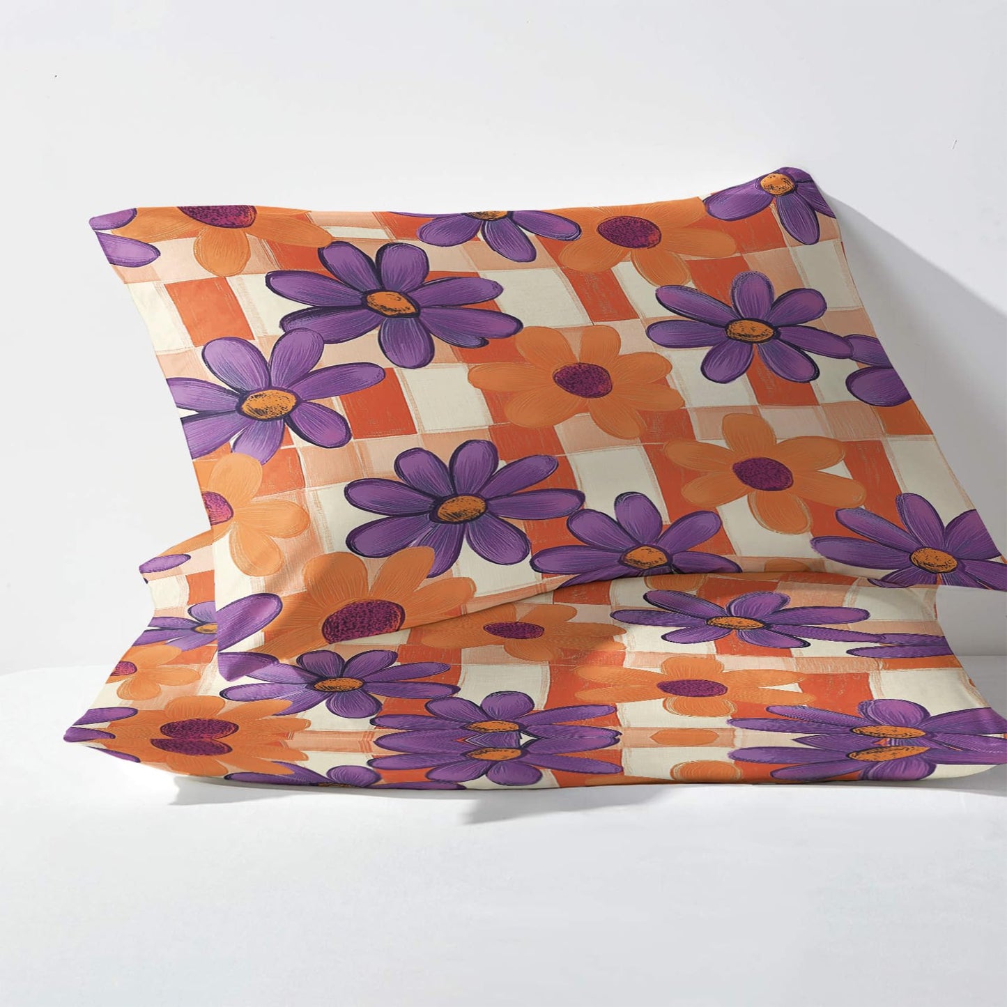NOGAWA 60s 70s Retro Floral Sheets Queen Size, Bohemian Hippie Flower Bed Sheets, Bedding Sheets & Pillowcases 4 Piece Set - Soft Microfiber Deep Pocket Fitted Sheet & Flat Sheet & 2 Pillow Cases