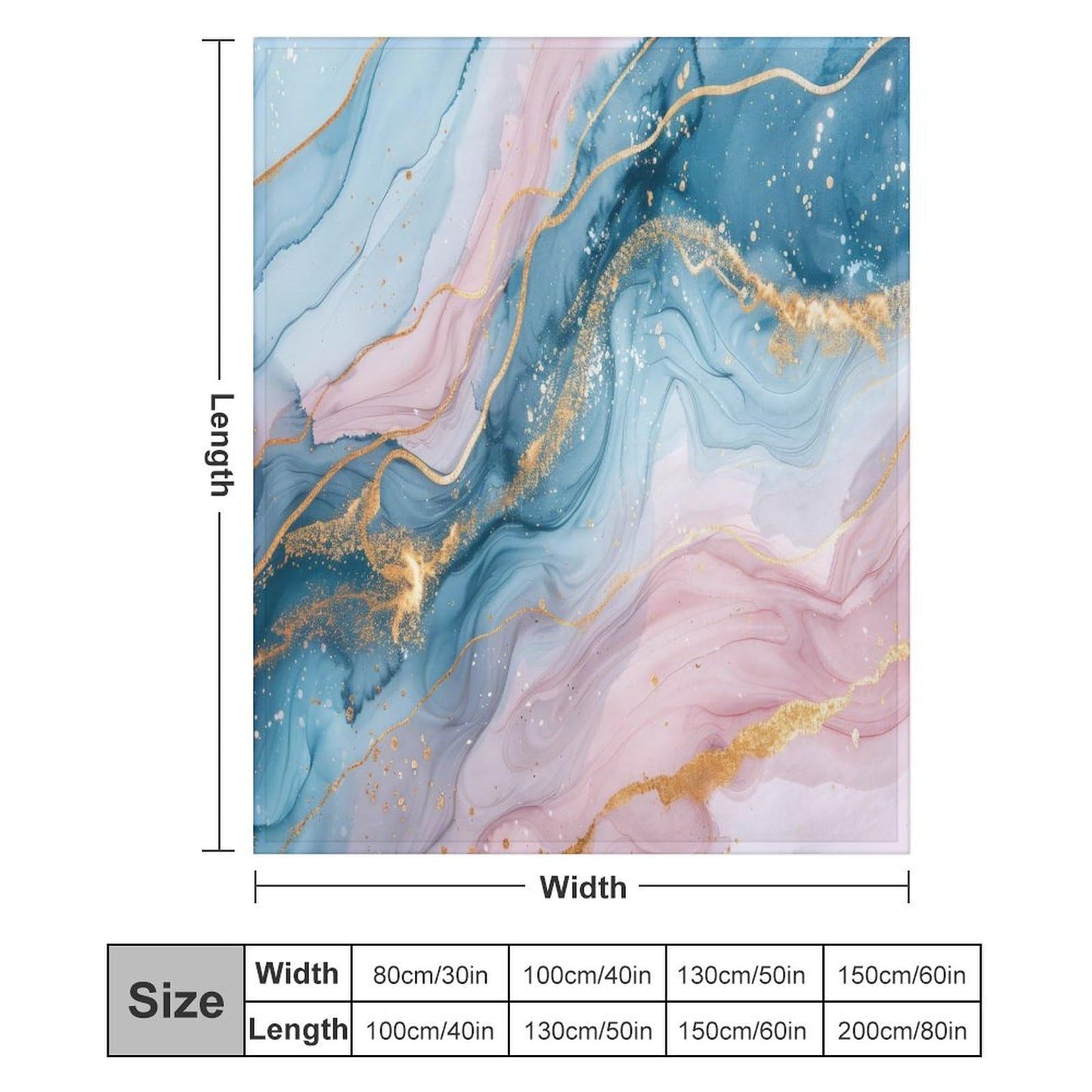 Marble Fleece Throw Blanket, Modern Luxury Foil Texture Pink Blue Gold Marble Super Soft Warm Blanket for Bed & Couch 40"x50", Cozy Fuzzy Throw Blanket for Travel Camping
