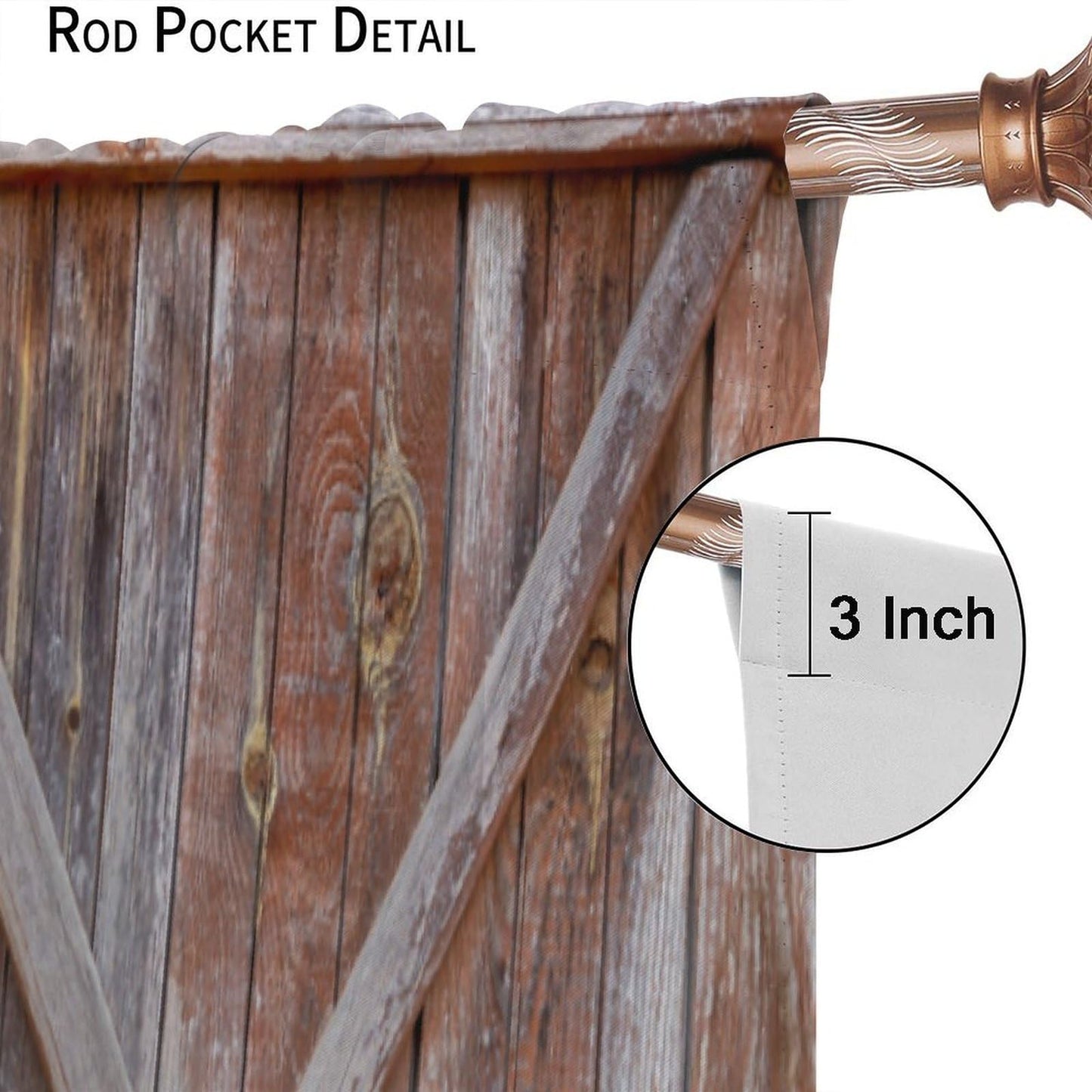 Rustic Window Curtains, Old Barn Door Wooden Board for Living Room Bedroom Kitchen, Rural Hardwood Farmhouse Western Retro Drapes Set 2 Panels,42x45 Inches