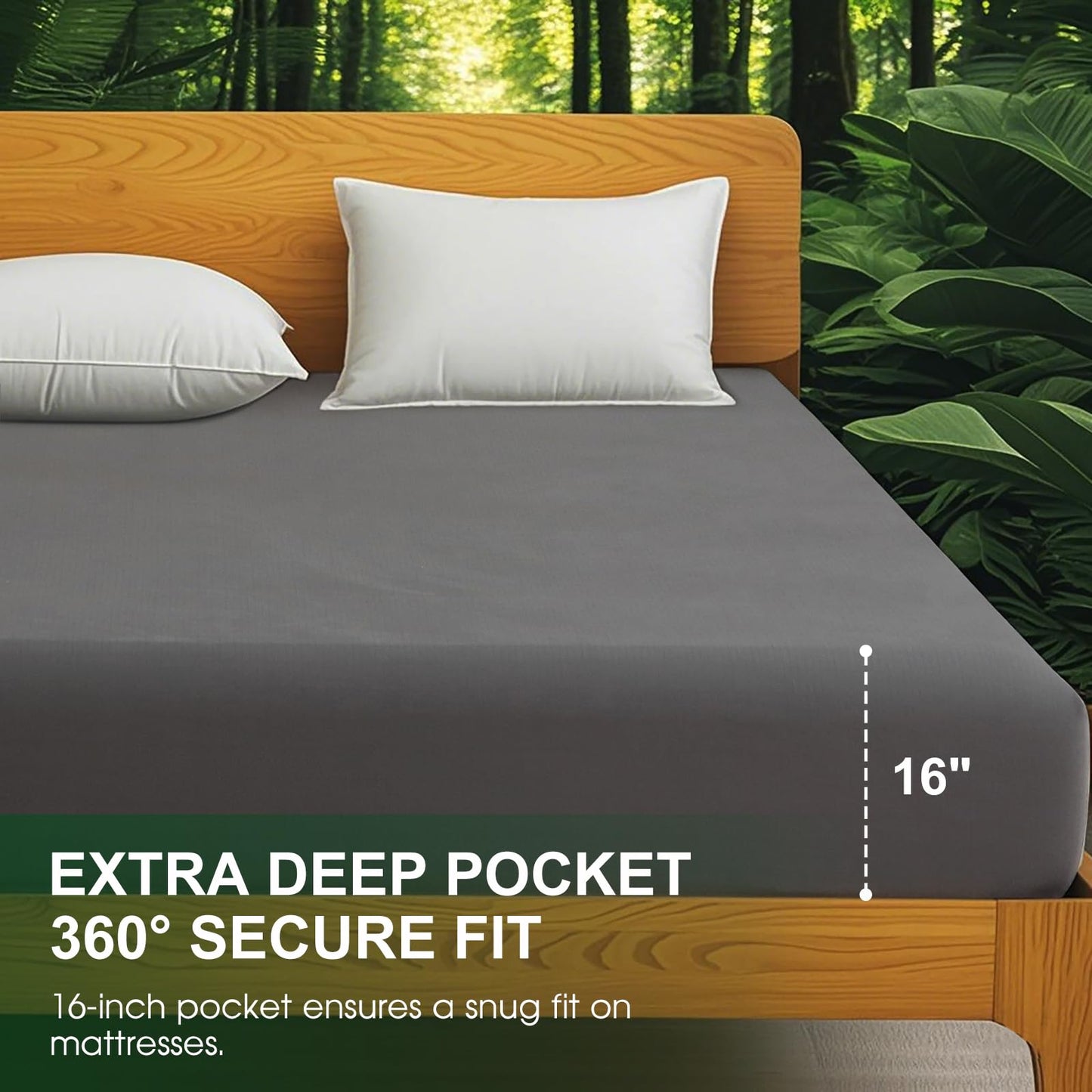 Ivellow Grounding Sheets Queen 10% Pure Silver Fiber 90% Organic Cotton Fitted Sheet Queen Size 16” Deep Pocket Soft Grounded Sheets Earth Connected Bedding Fitted Earth Sheet with Grounding Cord Grey