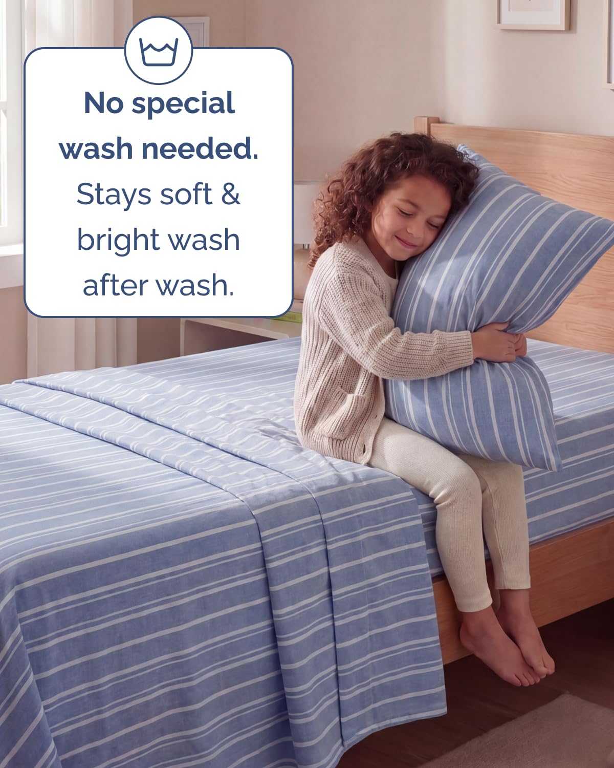 Twin Size 3 Piece Sheet Set - Comfy Breathable & Cooling Sheets - Hotel Luxury Bed Sheets for Women & Men - Deep Pockets, Easy-Fit, Soft and Wrinkle Free Sheets - Blue Stripes Oeko-Tex Bed Sheet Set