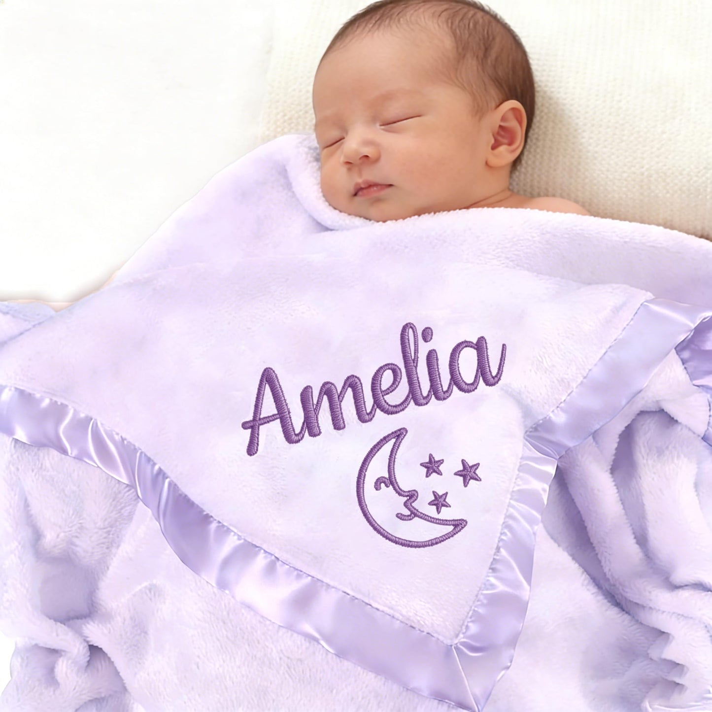 Personalized Baby Blanket with Embroidered Name,Custom Baby Receiving Blankets Soft Fleece Toddler Blanket for Newborn Baby Girl Shower Gifts -36" x 36"