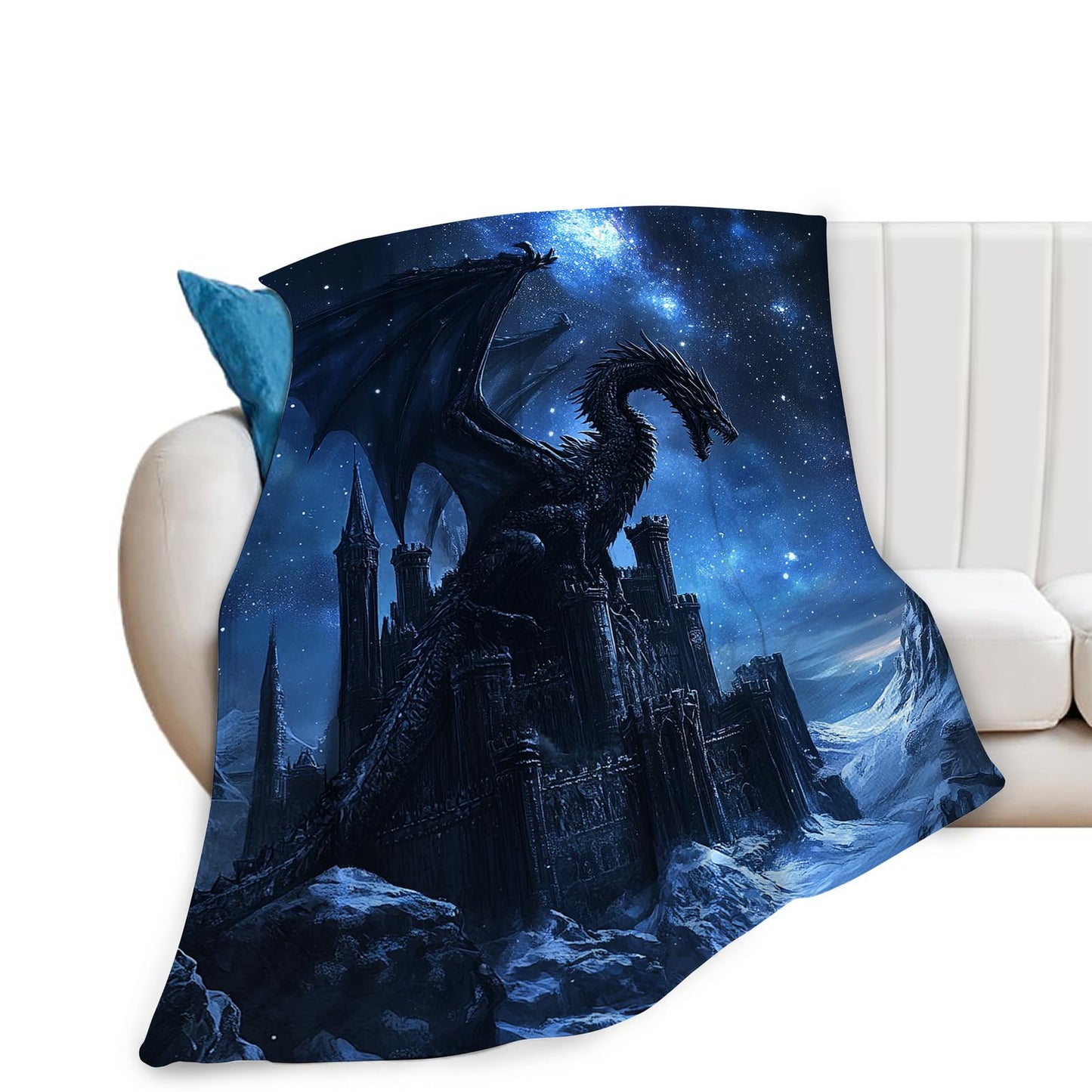 Dragon Blanket Plush Cozy Galaxy Black Dragon Throw Blankets for Girls Boys Women Men Flannel Fleece Ultra Soft Fuzzy Party Blanket Gifts for Bed 50"X40"