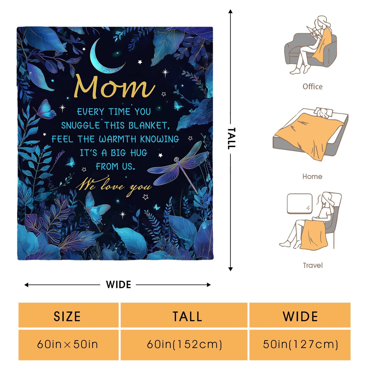 Hohoto Gifts for Mom,Throw Blanket for Mama Women from Daughter Son,Birthday Valentines Mothers Day Thanksgivings Decorations for Mommy Mom 50"x60"