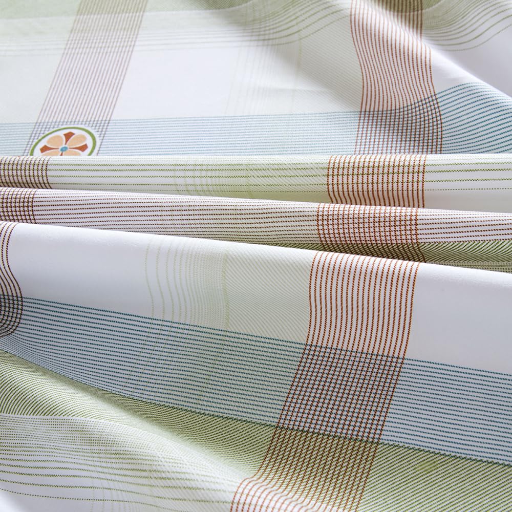NATURETY Bedding Fitted Sheet with Deep Pocket,Modern Design Light Green Linellae Pattern Printed Fabric Bed Sheets (Green Checkered, Twin)