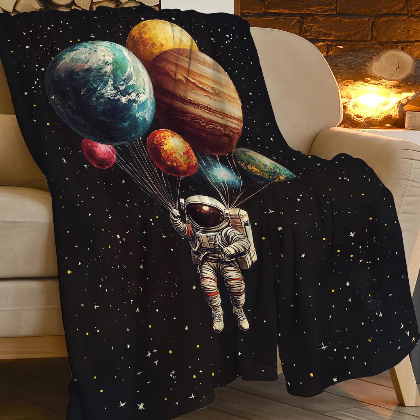 Space Blanket, Astronaut Throw Blanket, Astronaut Gifts, Galaxy Blankets, Space Stuff Fleece Flannel Plush for Men Women Girls Lovers Adults Soft Bedding for Sofa Office Home Decor 40"X50"