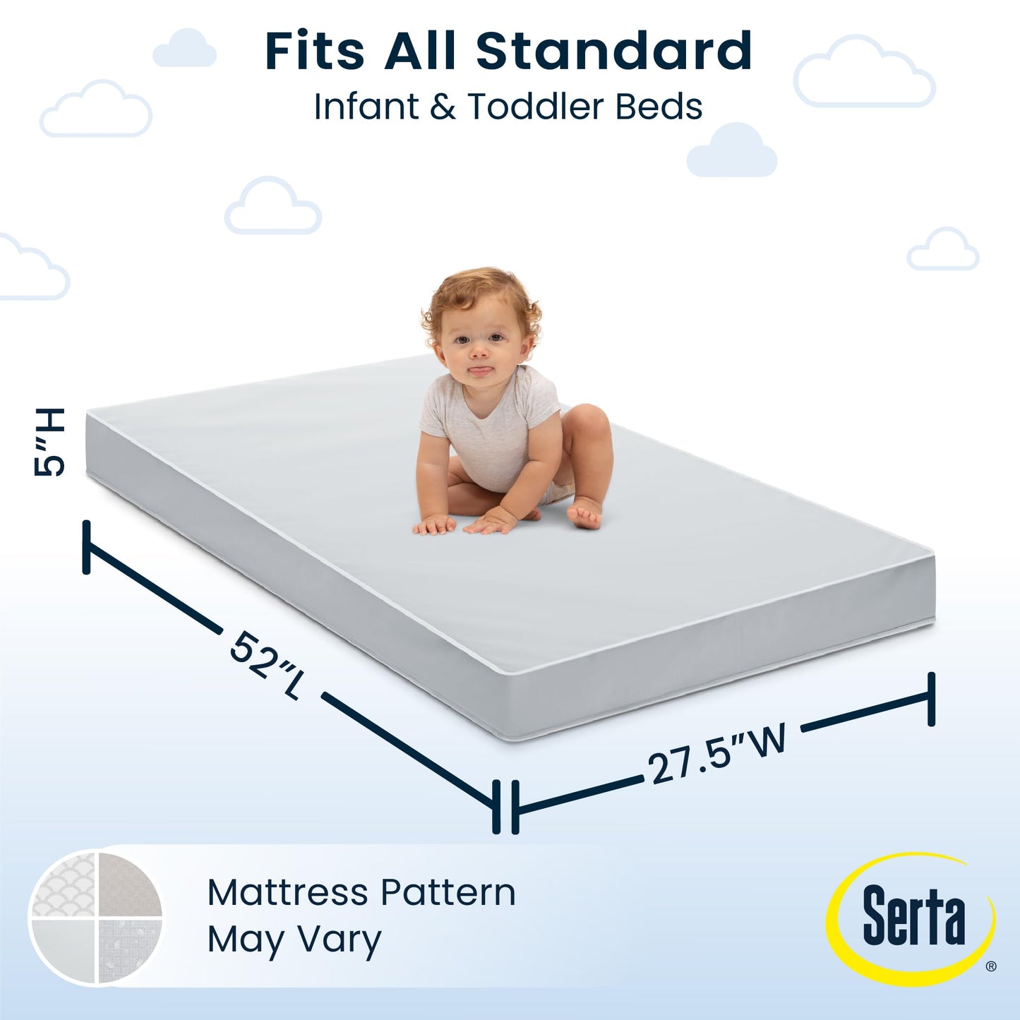 Serta Perfect Start Limited Dual Sided Baby Crib Mattress and Toddler Mattress, Breathable Fiber Core, GREENGUARD Gold Certified, Waterproof, 7 Year Warranty, Made in USA