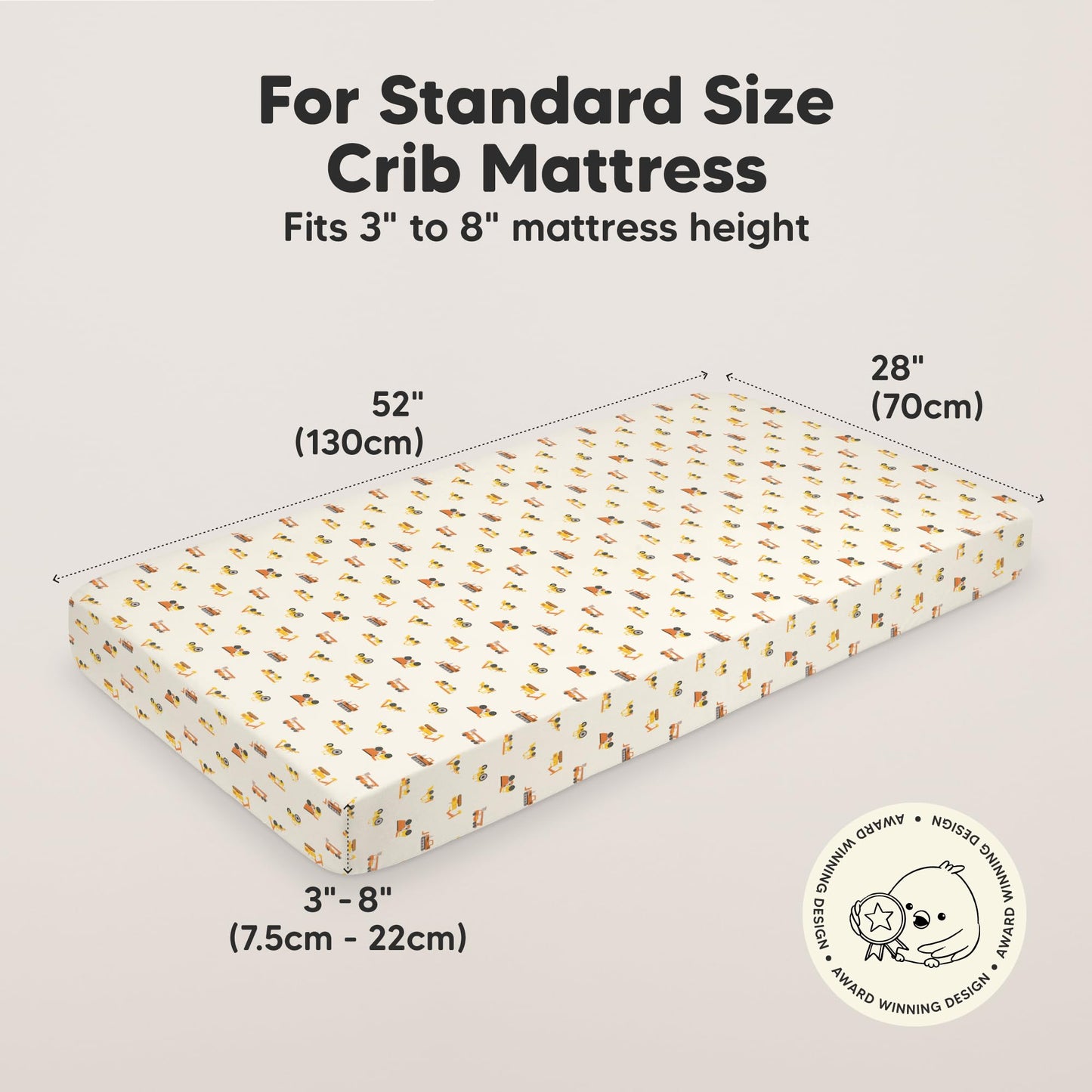 KeaBabies 2-Pack Organic Cotton Crib Sheets for Boys, Girls - 52x28 Fitted Crib Mattress Sheet Neutral, Breathable Cover for Baby Bed Set, Toddler Mattress, Soft & Cute Prints (Construction)