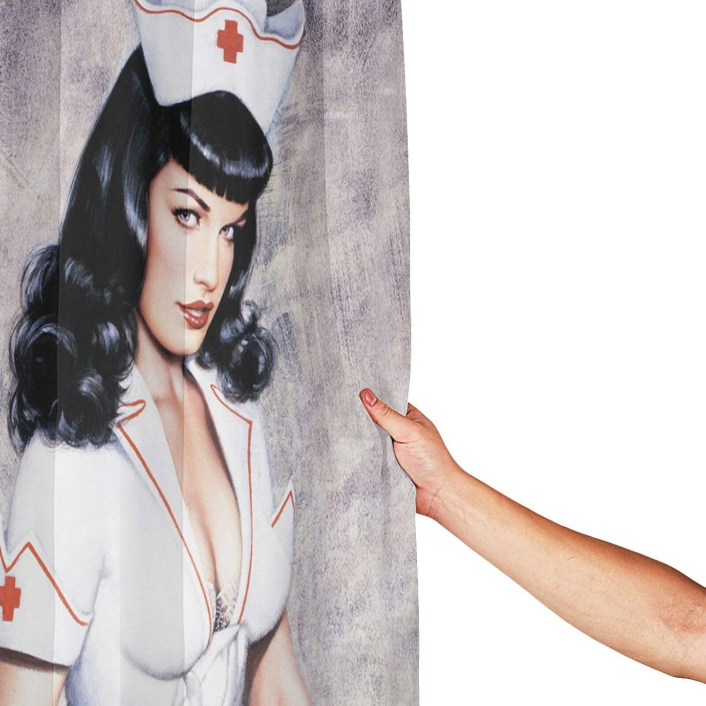 FUNNY KIDS' HOME Retro Pin up Girl Shower Curtains for Bathroom Oil Painting Art Canvas Style Bathroom Decor Sexy Nurse Waterproof Polyester 72(w) x72(h)