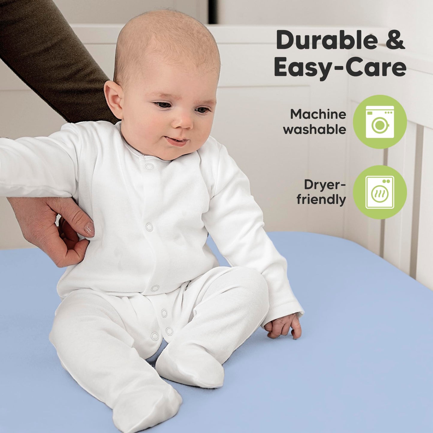 KeaBabies 2-Pack Organic Cotton Crib Sheets for Boys, Girls - 52x28 Fitted Crib Mattress Sheet Neutral, Breathable Cover for Baby Bed Set, Toddler Mattress, Soft & Cute Prints (Blue Flax)