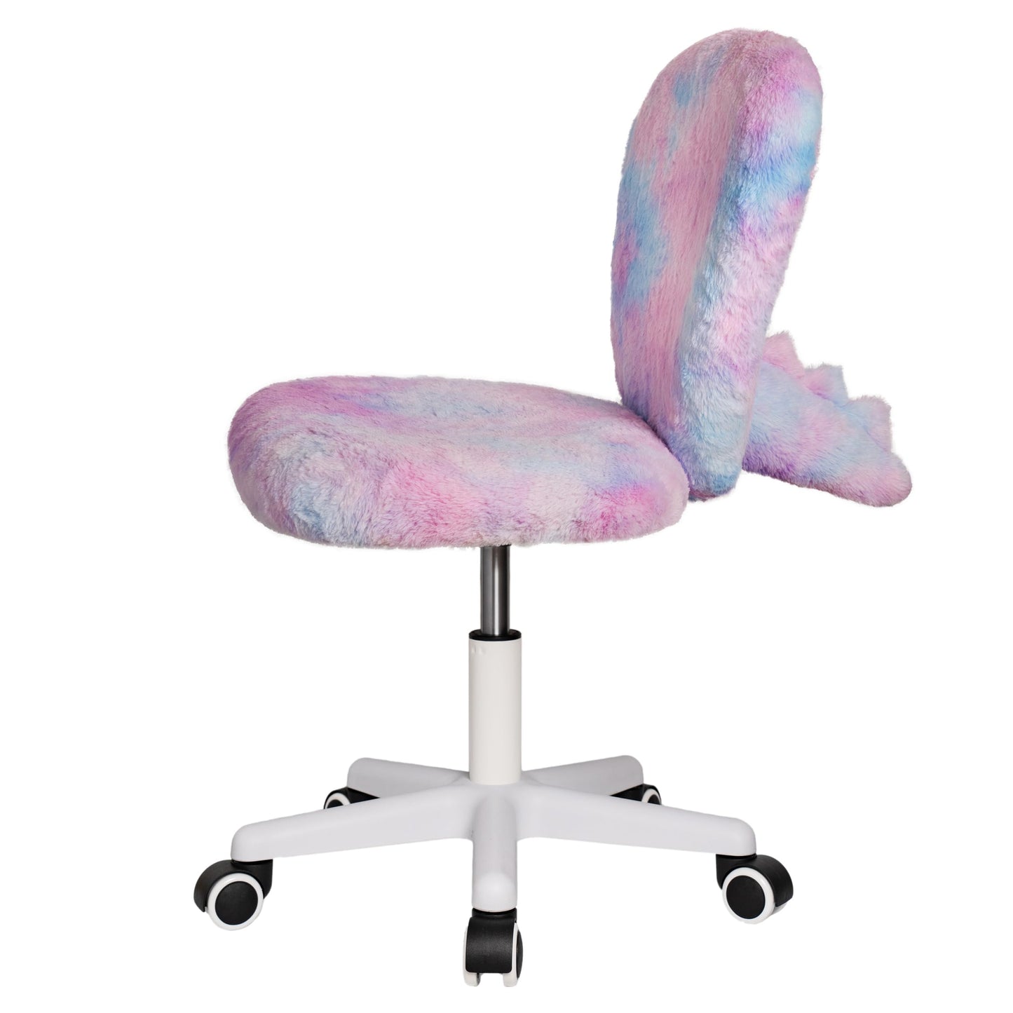 wangji TAILLA Fuzzy Kids Desk Chair, Small Comfy Armless Furry Faux Fur Swivel Chair for Tweens, with Detachable Animal Tail