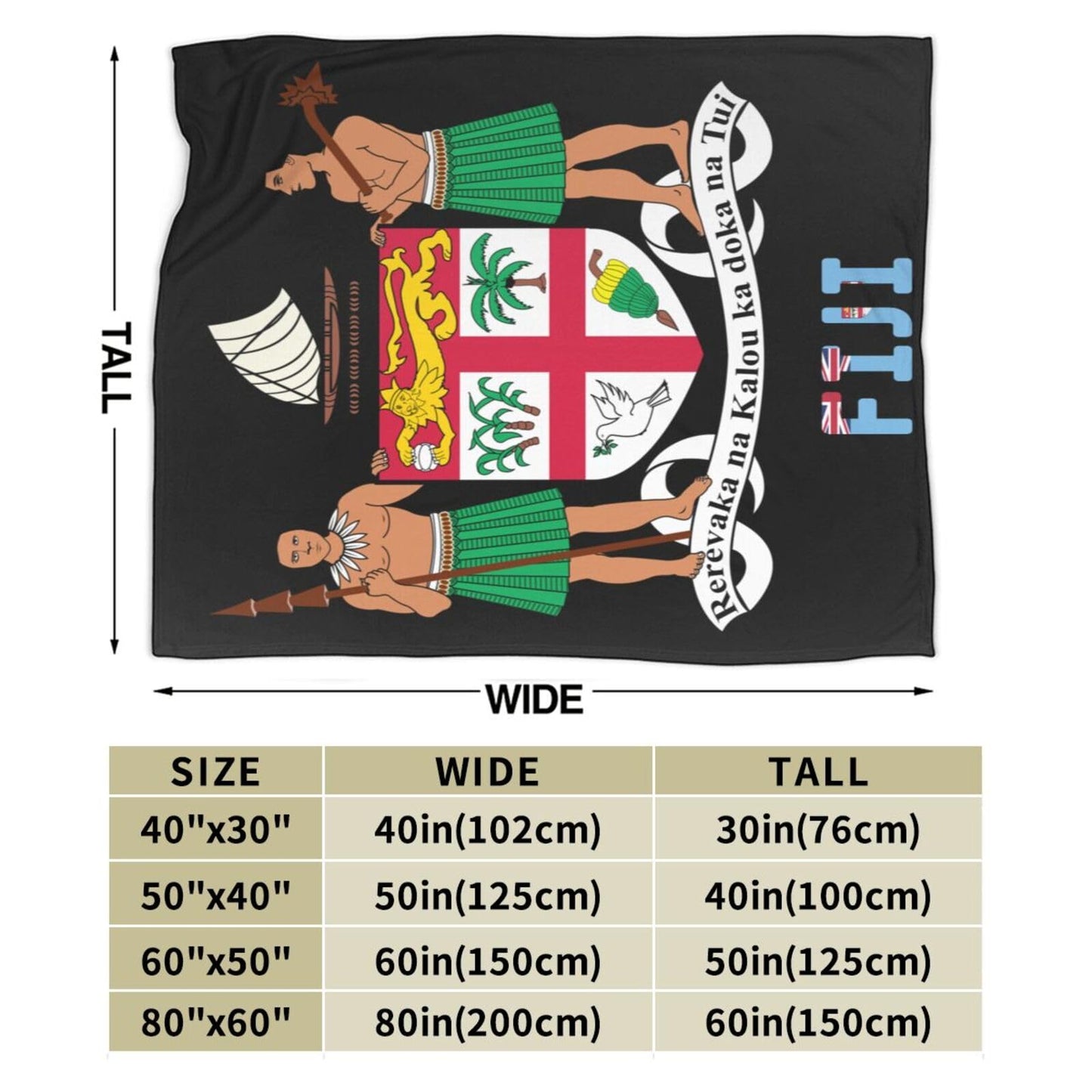 Fijian National Emblem Blanket Throw Blanket for Couch Sofa Plush Fleece Bed Blankets Lightweight Comfy Flannel Ultra-Soft Warm Blankets for Home Camping Travel Gift 80"X60"