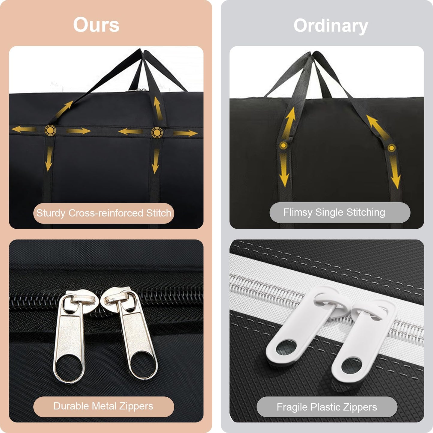 WITERY 2 Pack 180L/47.5 Gallons Extra Large Storage Bags Jumbo Duffle Bag for Travel Moving Totes Boxes Heavy Duty Stronger Handles Zippers Reusable Storage Totes for Bassinet Clothes Blankets
