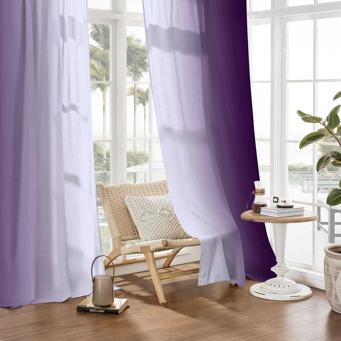 XFLINGBAO Purple Curtains 84 Inch Length for Living Room 2 Panel Set Purple and Grey White Window Treatment Curtains Lavender Ombre Gradient Light Filtering Curtains Modern Abstract Drapes