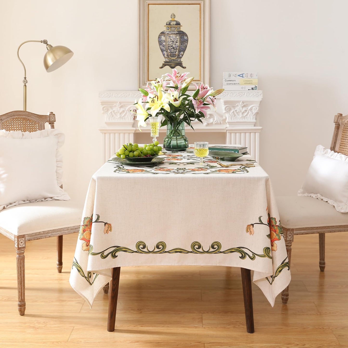 patdrea Vintage French Linen Tablecloth,Square,55"x55"-Santiago C