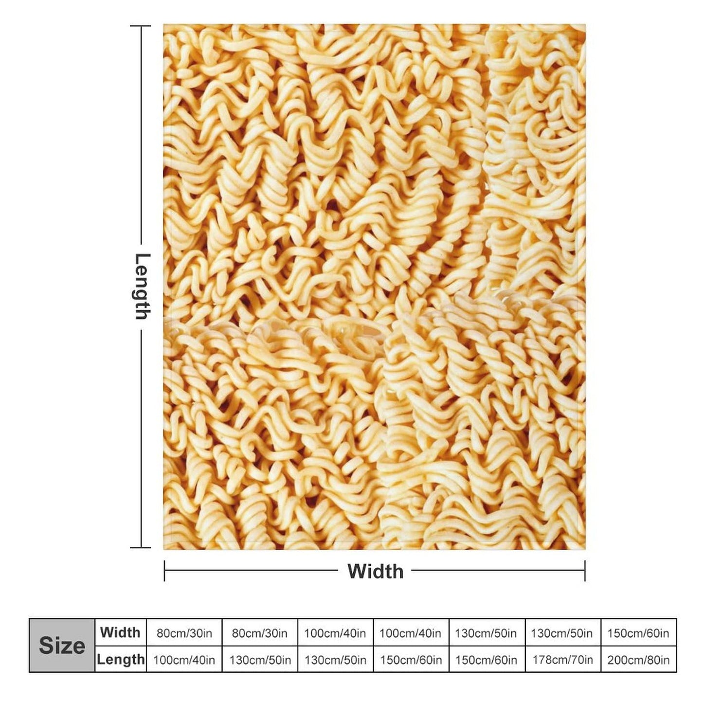 Ramen Noodles Throw Blanket for Teens Boys Girls and Adults Soft Warm Cozy Funny Midweight Food Flannel Blankets for Couch Sofa Bed Camping Travel Home Decor 40" X 50"
