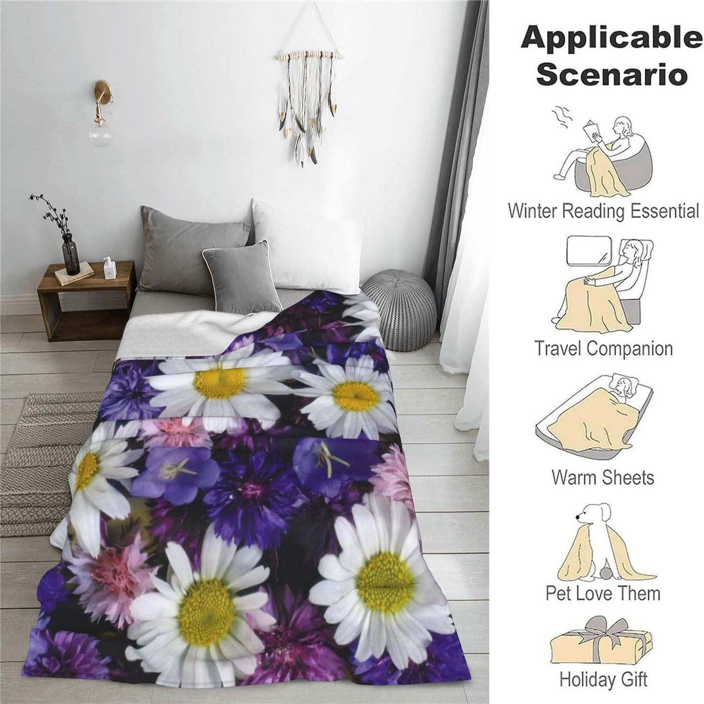 UNDAHIS Cowboy and Horse Blanket, Soft Warm Cozy Autumn Aspen Forest Nature Scene Throw Blanket for Adults Kids Women Men, Lightweight Fuzzy Flannel Blankets for Couch, Travel, Home Decor 60×50 Inch