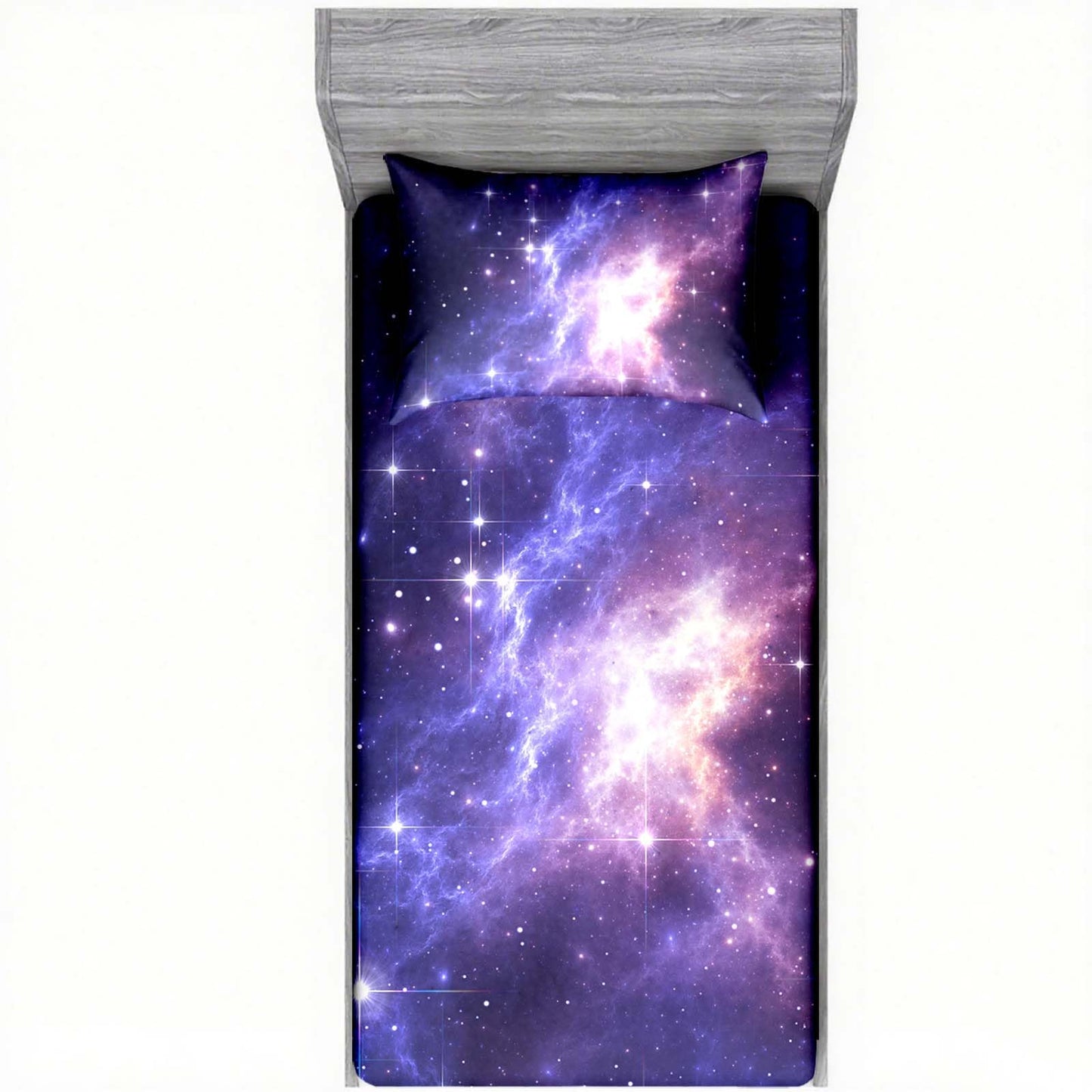 NiuOneTwin Fitted Sheets 1Fitted Sheet and 2 Pillowcases Lightning Star Boy Sheet Galaxy Kids Sheets 3D Printed Washable Machines Sheets