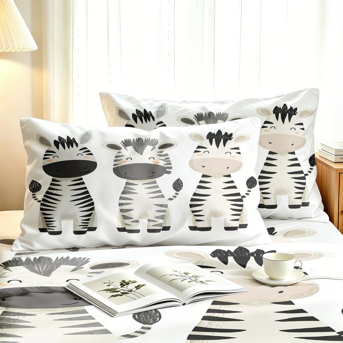 Zebra Twin Sheet Set 3 Pcs Black and White Kids Bed Sheets