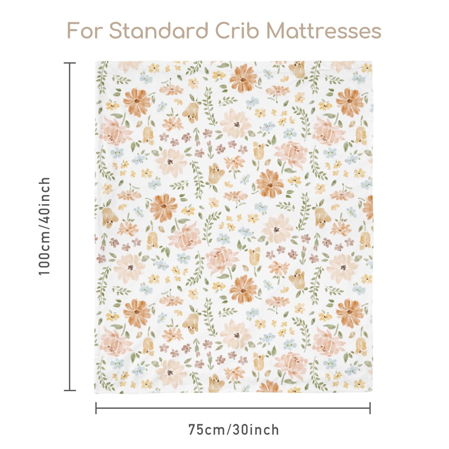 CIVARUA KIDS Baby Blanket for Girls, Soft Cozy Nursery Minky Blanket with Double Layer Dotted Backing for Infant Toddler in Crib Stroller, Cute Floral Orange Blanket, 30x40 Inches