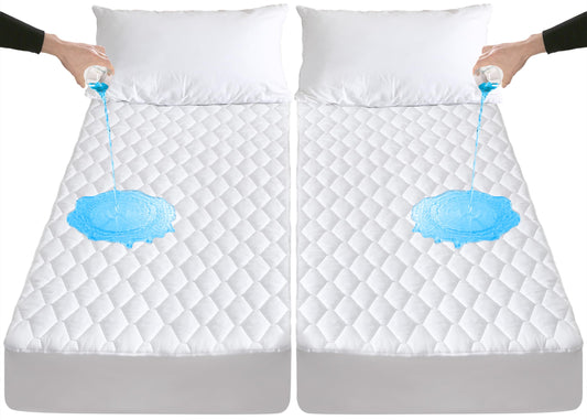 KUTUU Waterproof Split King Mattress Protector for Adjustable Beds, Breathable Noiseless Split King Mattress Pad Cover, 6-18 Inches Deep Pocket, White