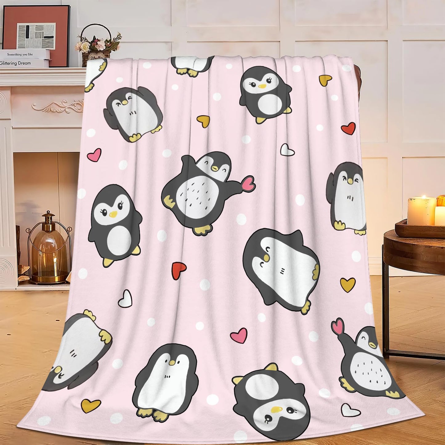 Penguin Blanket Penguins Throw Blanket Soft Warm Cozy Fuzzy Plush Penguin Throw Blanket Gifts for Girls Women Penguins Lightweight Fleece Flannel Gift Blankets for Kids Adults 40"X50"