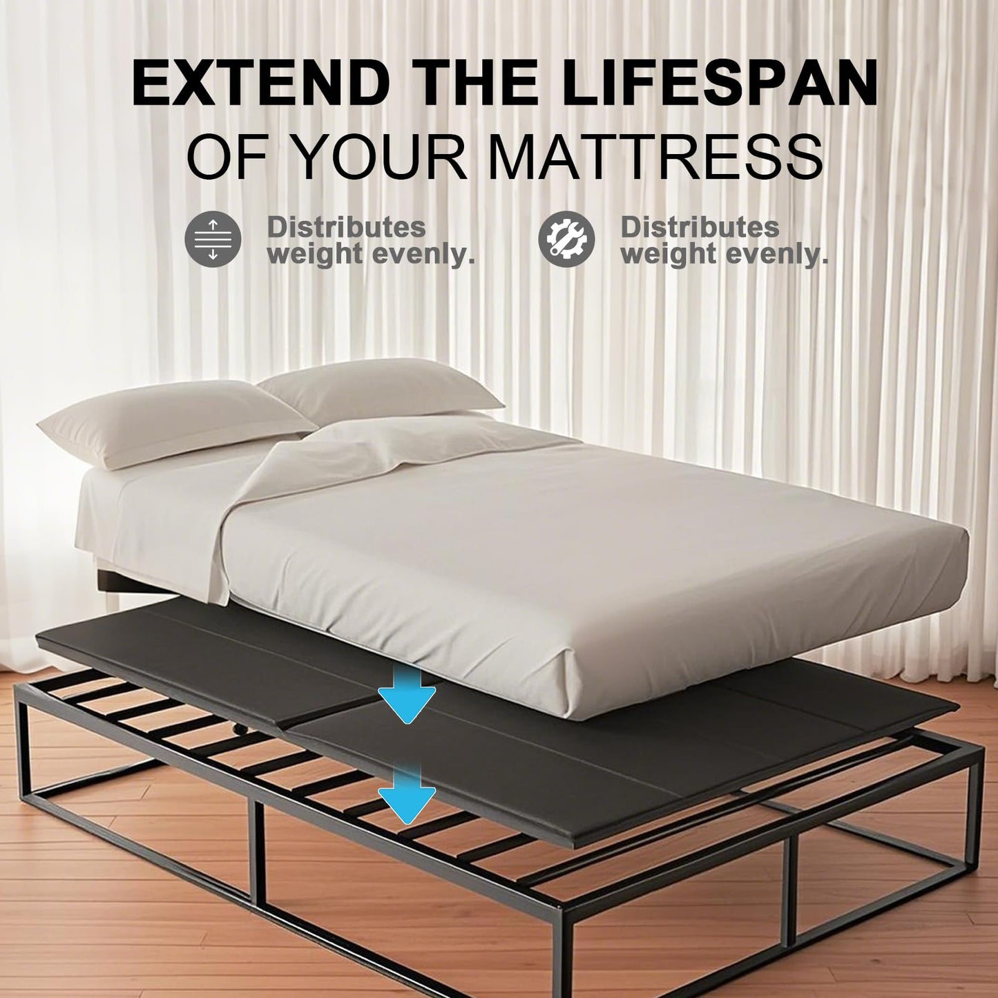 Imperius Folding Spring Box Bunkie Board,10MM, Bed Support Flat Noodles, Queen Size 60x80'' ﻿Light and Thin, Breathable, Noise Minimizing,Moisture Resistant Bunkieboards