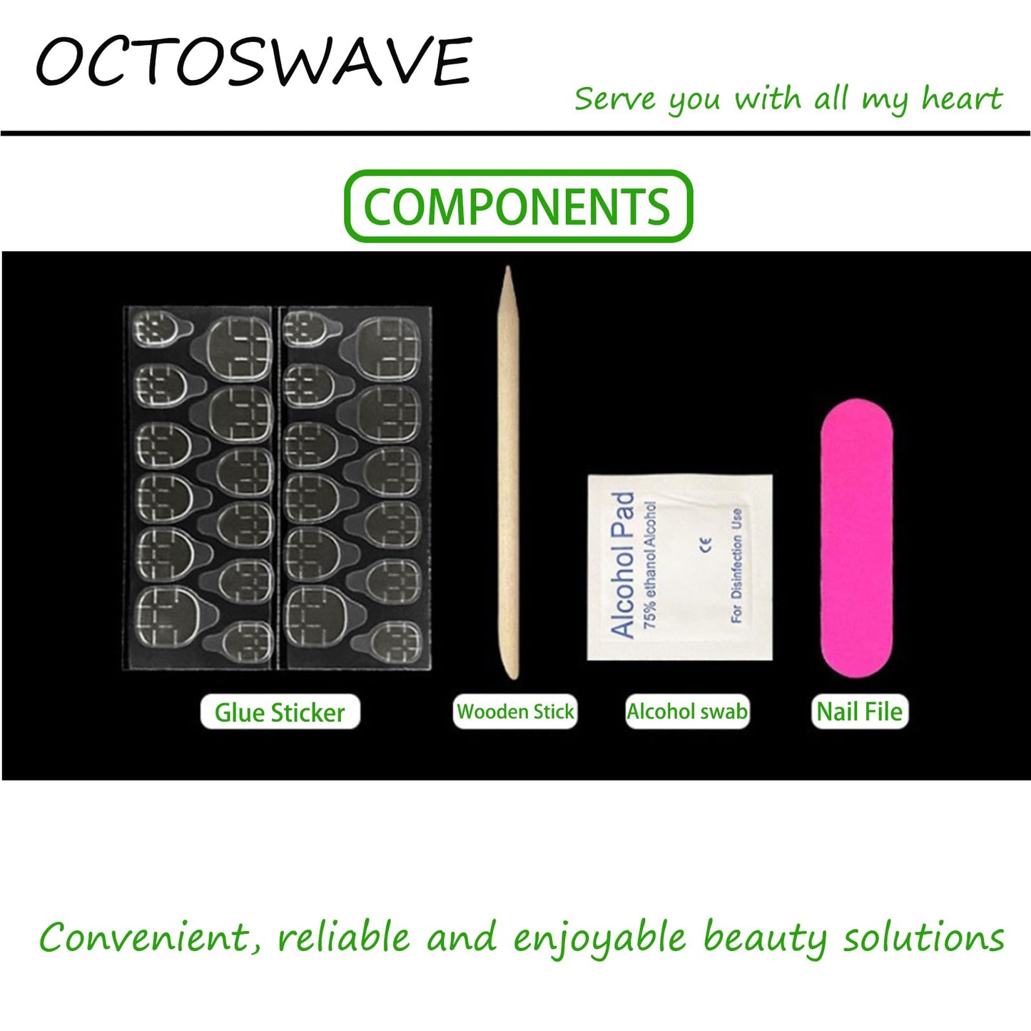 octoswave Long Stiletto Press on Nails Pink Black Polka Dot Lace Design 3D Bow Charms French Tip False Nails for Party Prom Women Girls 24Pcs