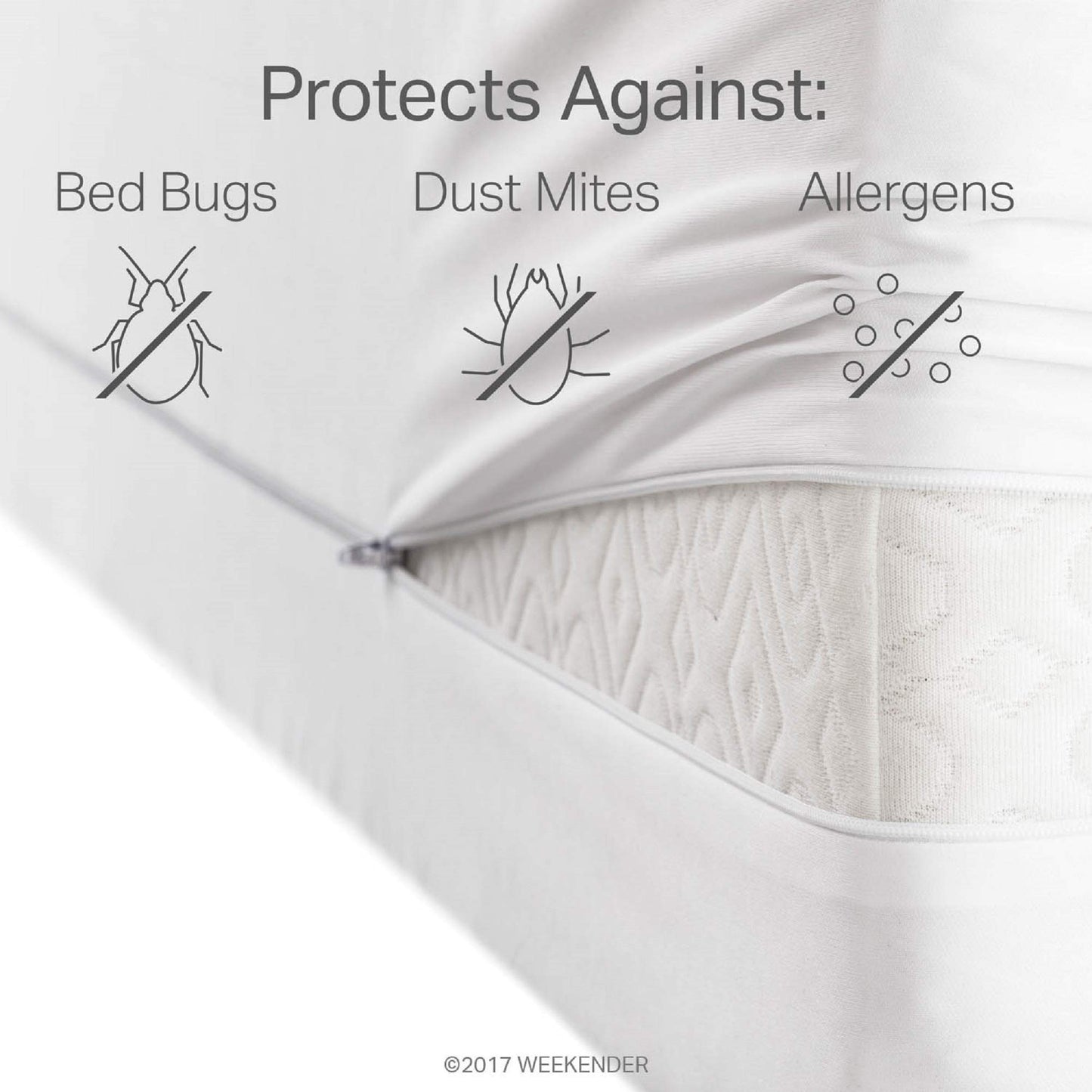 WEEKENDER Waterproof Mattress Encasement with Zipper Closure - Queen