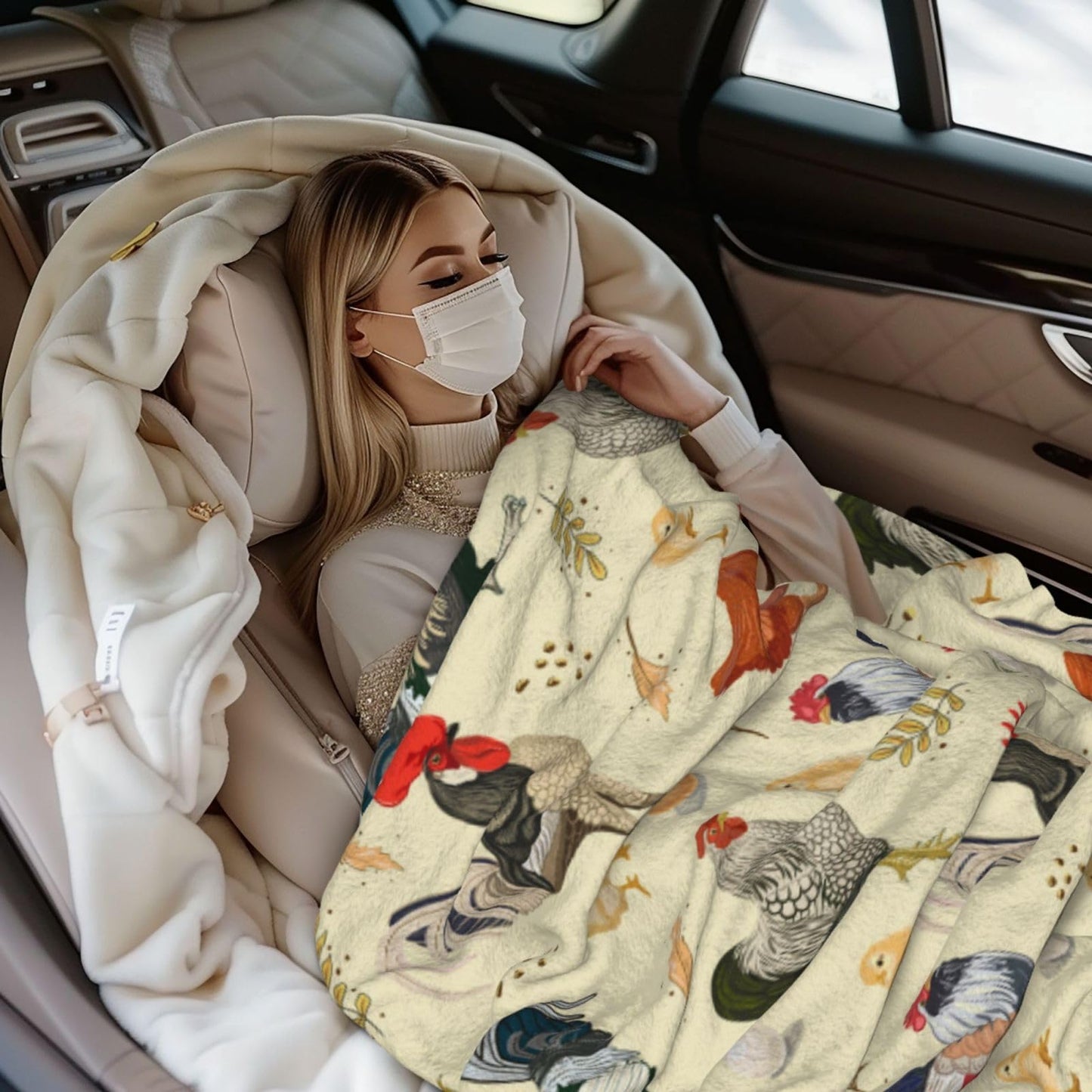 Chicken Throw Blanket 50"x40" Fuzzy Soft Cozy Rooster Chickens Blankets Warm Lightweight Plush Fleece Throw Blanket for Kids Men Women Gift Bed Couch Sofa