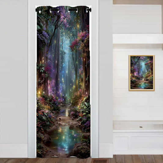 LXCFZAZC Forest Door Curtain for Doorway Privacy Enchanted Fantasy Nature Decor Door Curtain for Kids Boys Girls Teens Bedroom Living Room Closet 1 Panel 34" W X 80" L