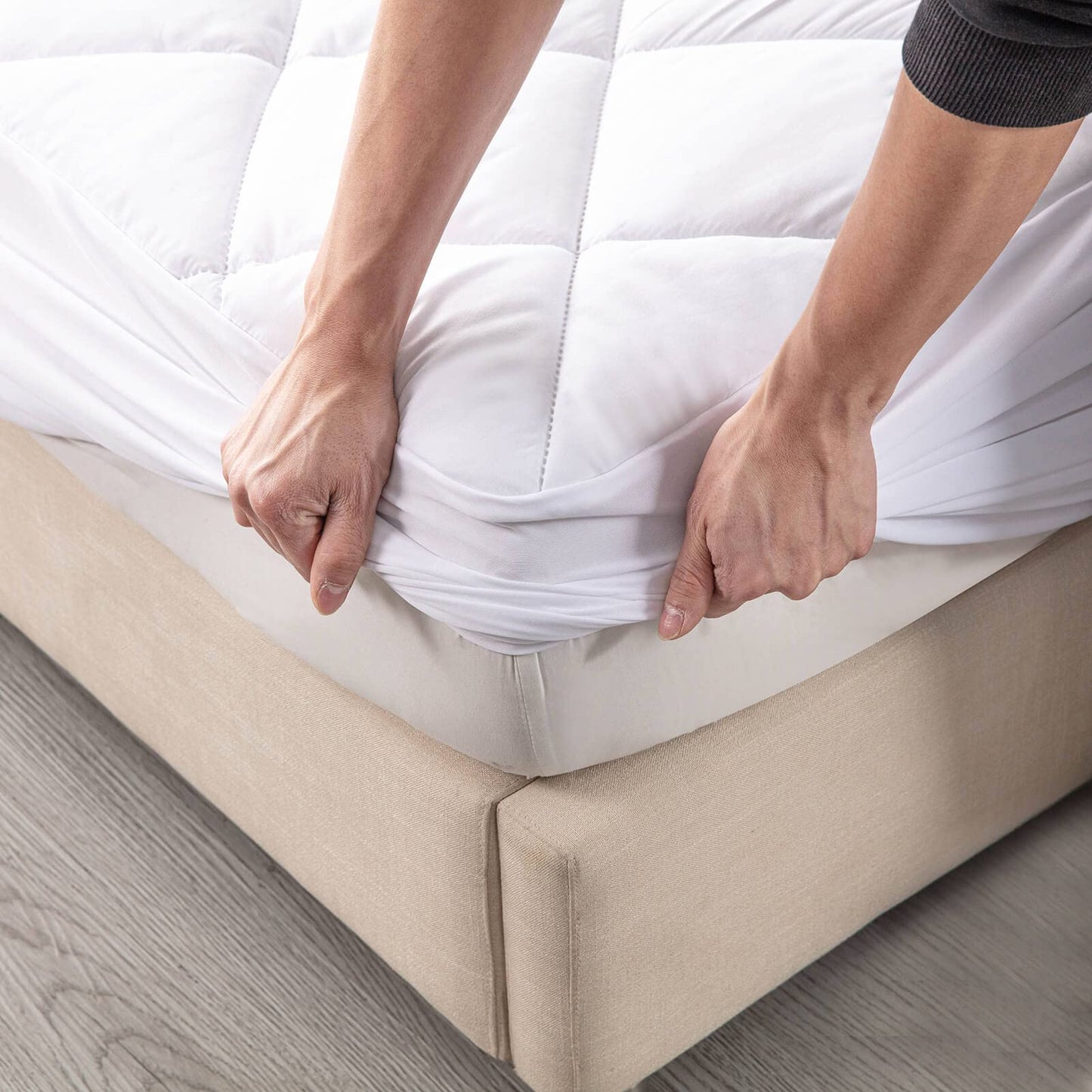 Kingnex RV Bunk Mattress Topper with Reversible Surface for Narrow Twin Bed Fluffy Matress Cover Quilted Fitted Mattress Pad