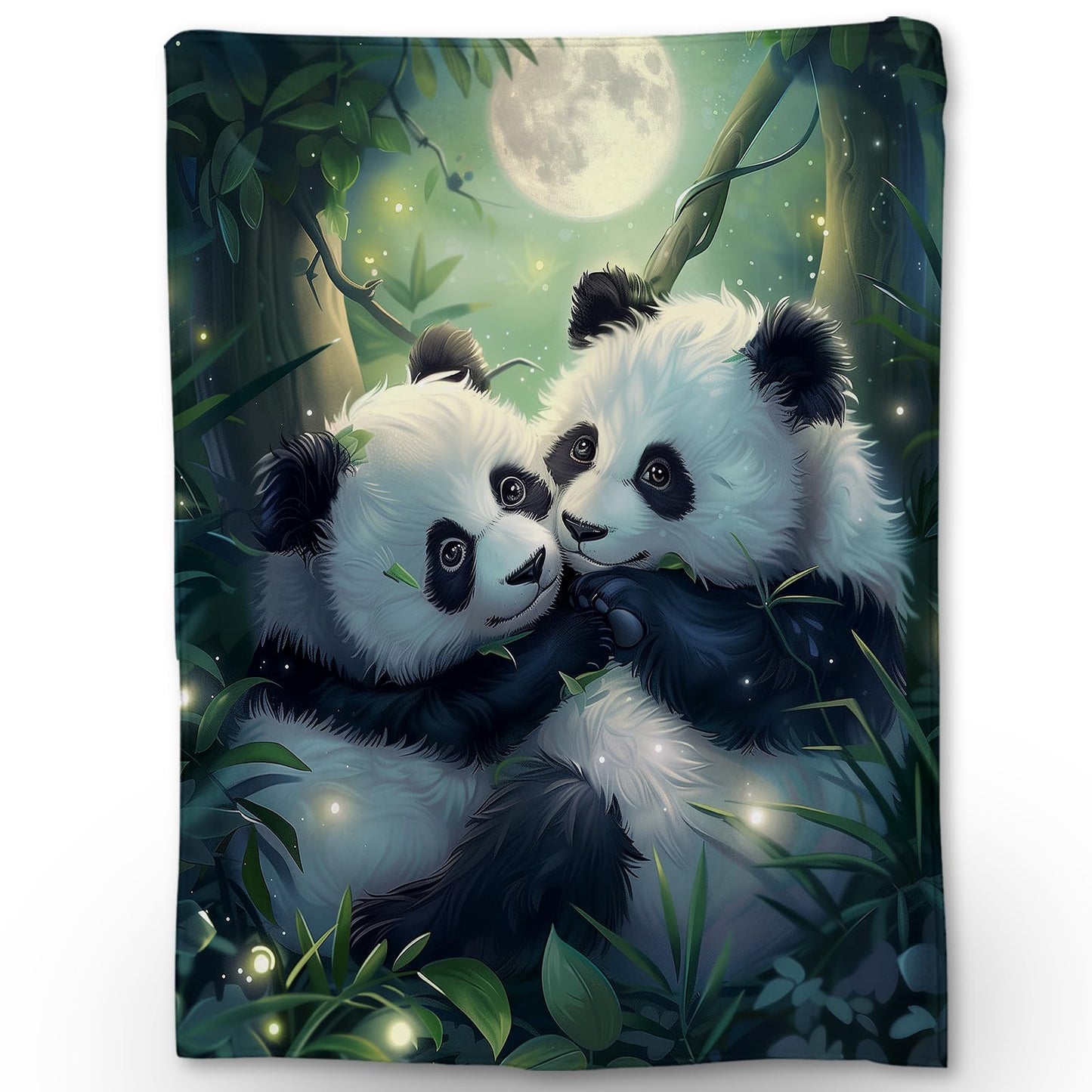 Ti Caldi Panda and Moon Blanket | Soft Warm Fuzzy Lightweight Animal Flannel Throw Blanket Perfect for Couch, Bed, Travel & Outdoor Use, Cozy Blankets for Women Girls 60×50 in