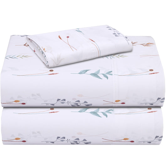 ZOYER 100% Cotton Sheets – Twin Size Percale Bedding, Cooling & Breathable, Durable with a Crisp, Soft & Comfortable Feel, 16" Deep Pocket, 3-Piece Set, Fairy Meadows