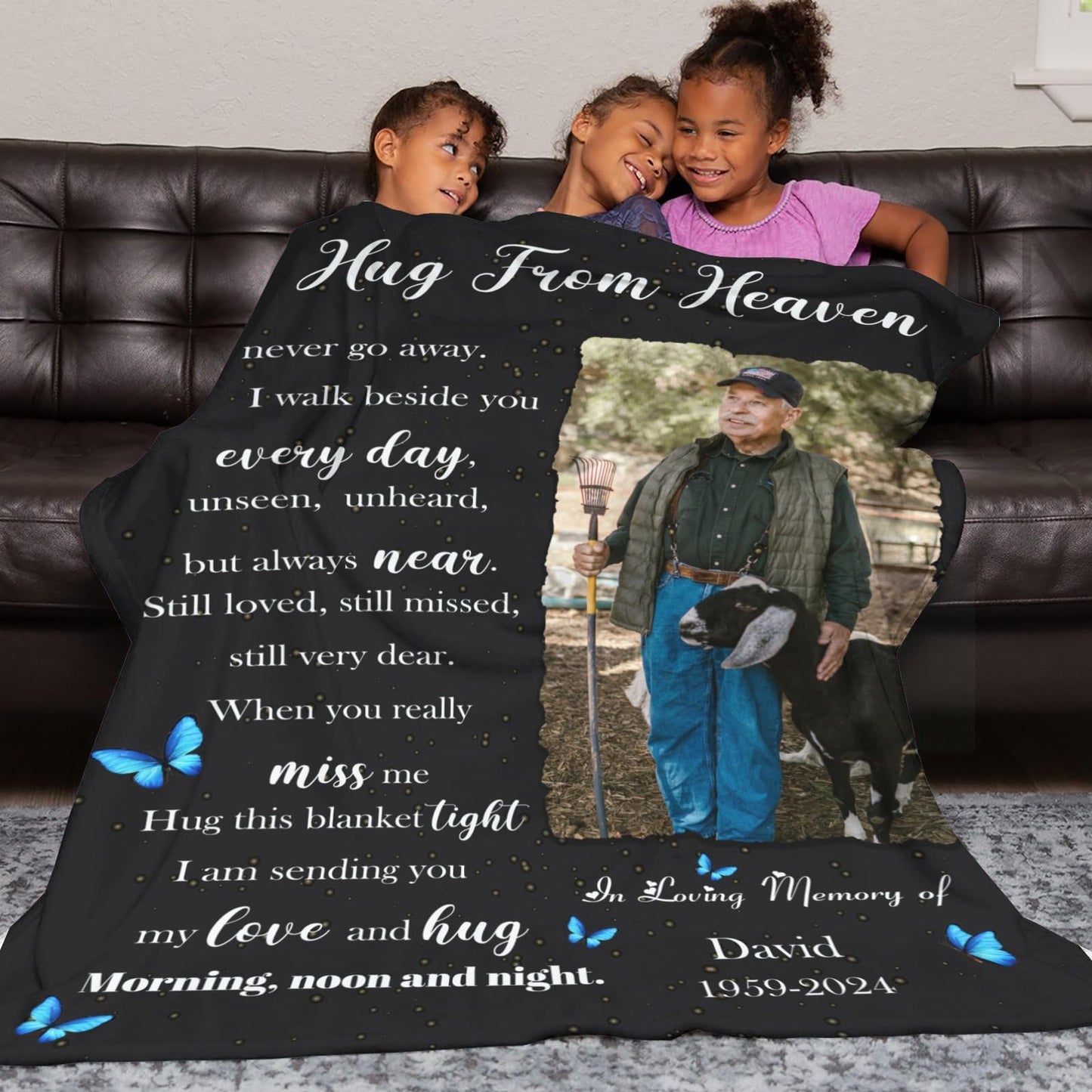 D-Story Custom Memorial Blanket with Photos in Loving Memory for Loved Ones Lost: Made in USA, Personalized Picture Sympathy Remembrance Grief Gift Funeral for Daughter Son Father Mother Brothers