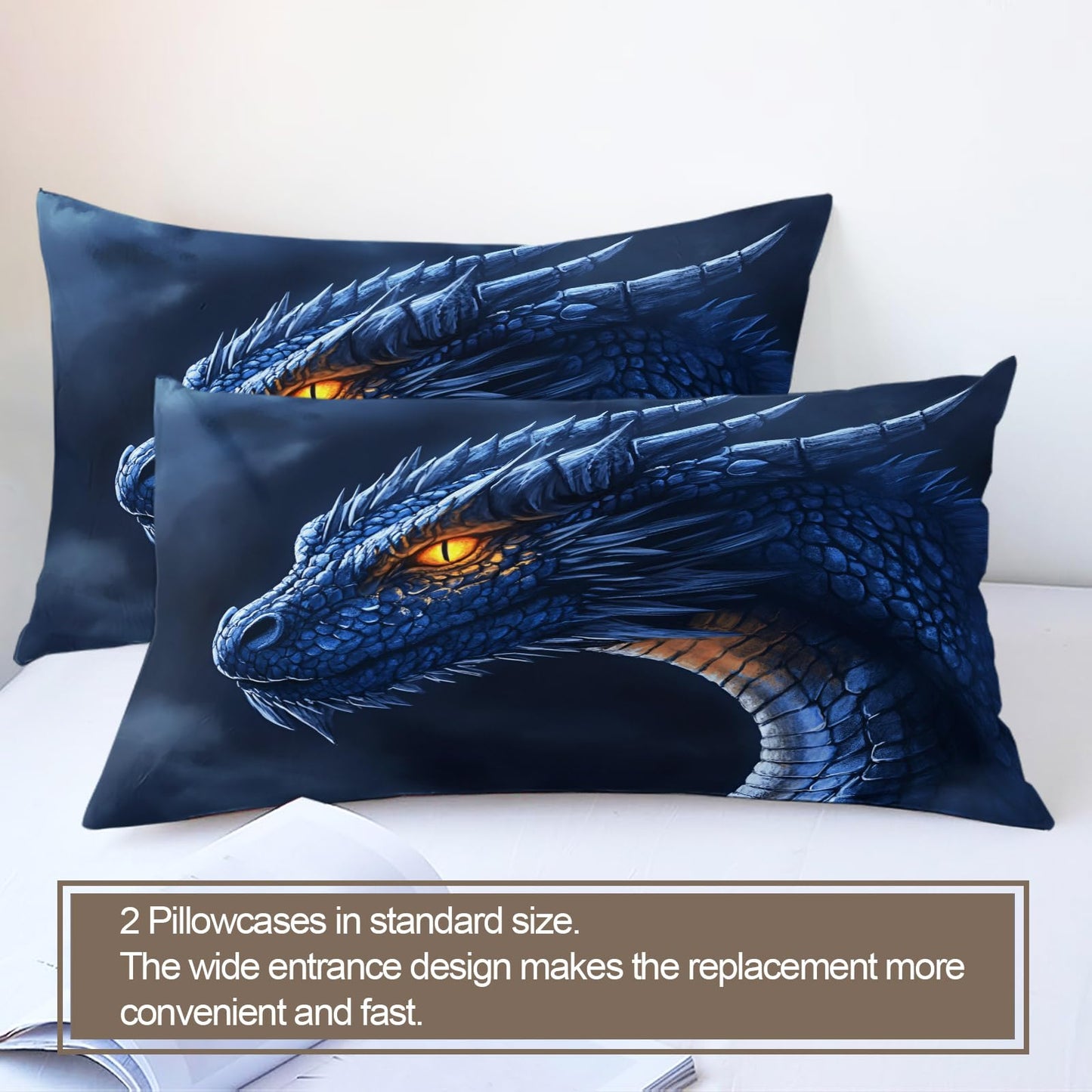 Twin Size Duvet Cover Dragon Print Duvet Cover Dragon Comforter Cover Demon Wyrm Bedding Kids Room Bedding Decor (Reversible Printing)