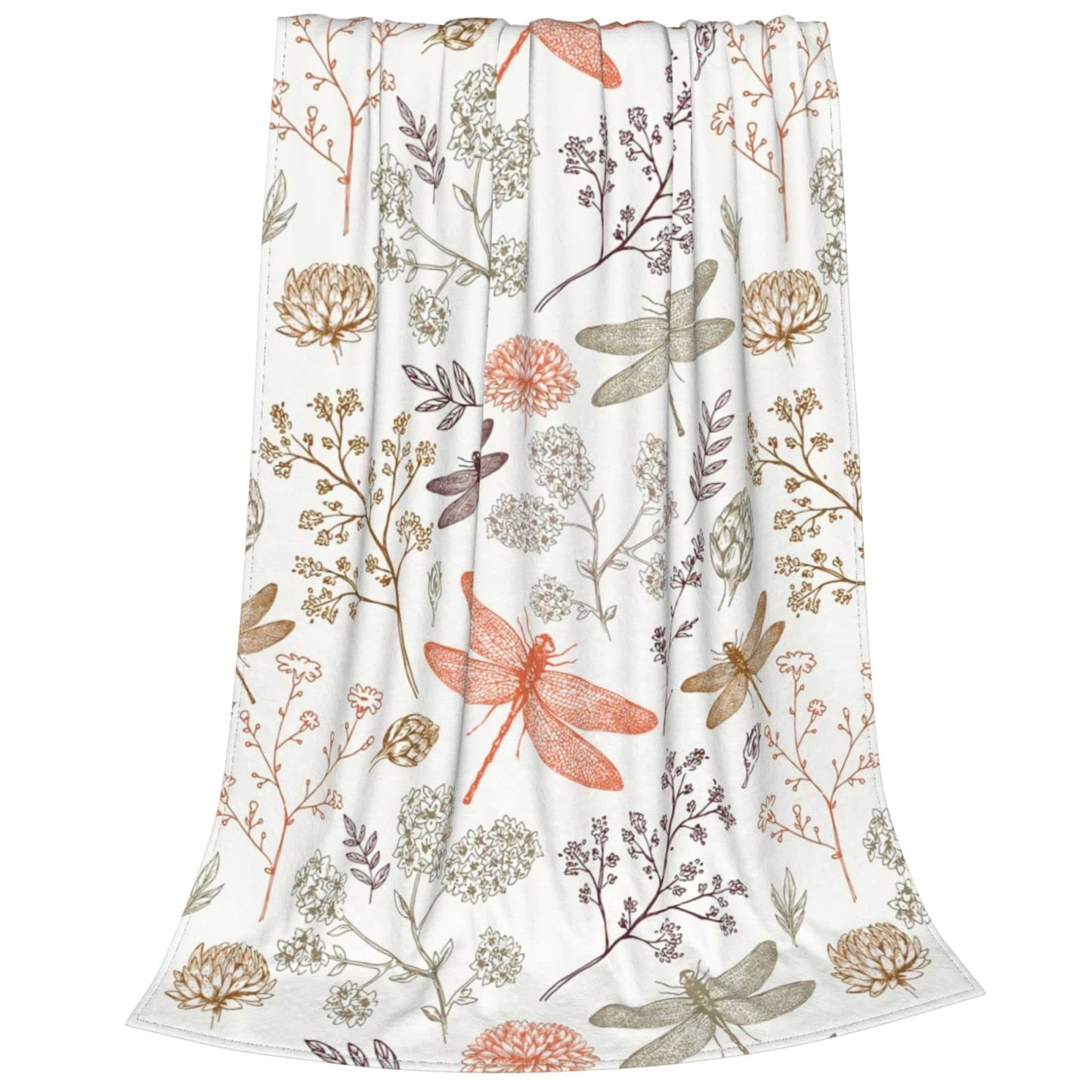 Dragonfly Blanket for Adults 60x80 Inches - Ultra Soft Plush Fleece Throw Blankets - Dragonfly Gifts for Women & Men - Cozy Flannel Blanket for Bed, Couch, Room - All Season Lightweight Blankets