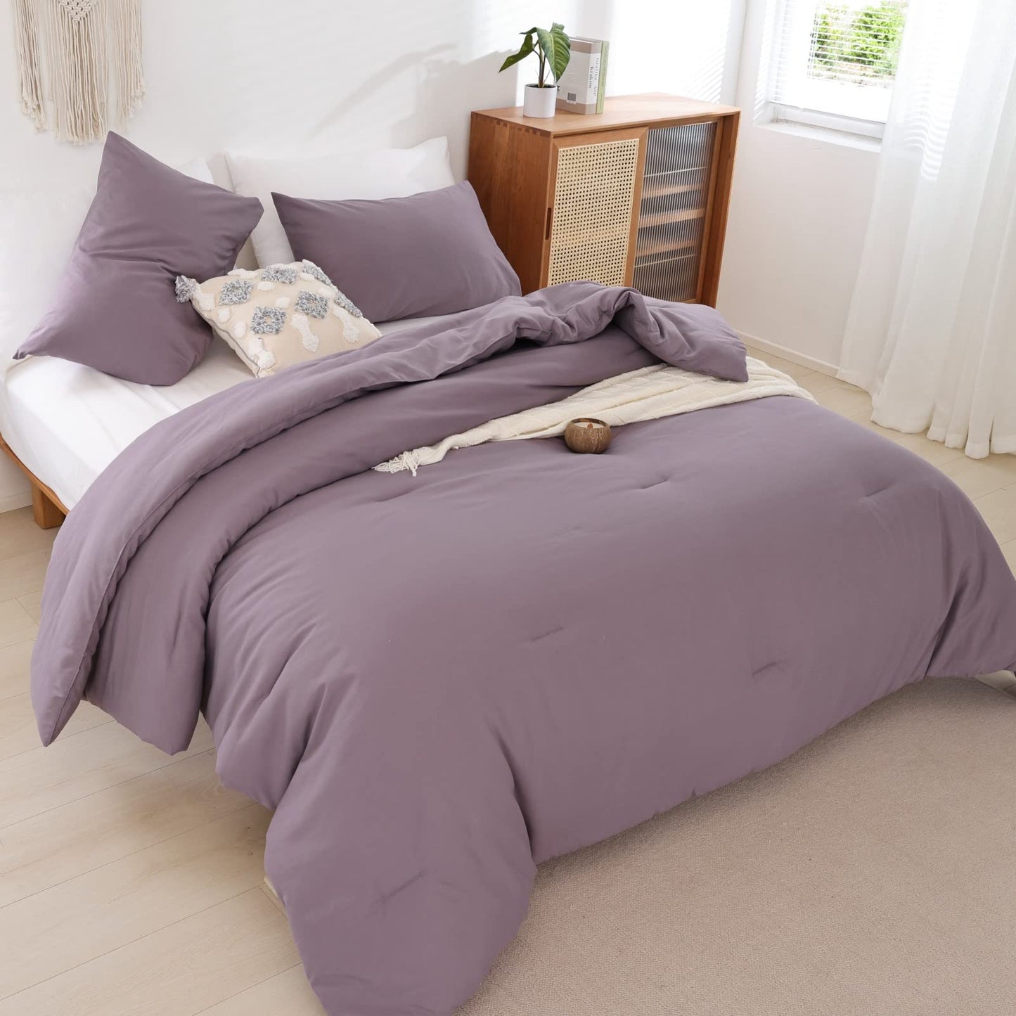 ROSGONIA Dusty Purple Twin/Twin XL Comforter Set for Boys Girls, 1 Comforter & 1 Pillowcase, Lightweight Kids Comforter Sets All Season Dorm Bedding